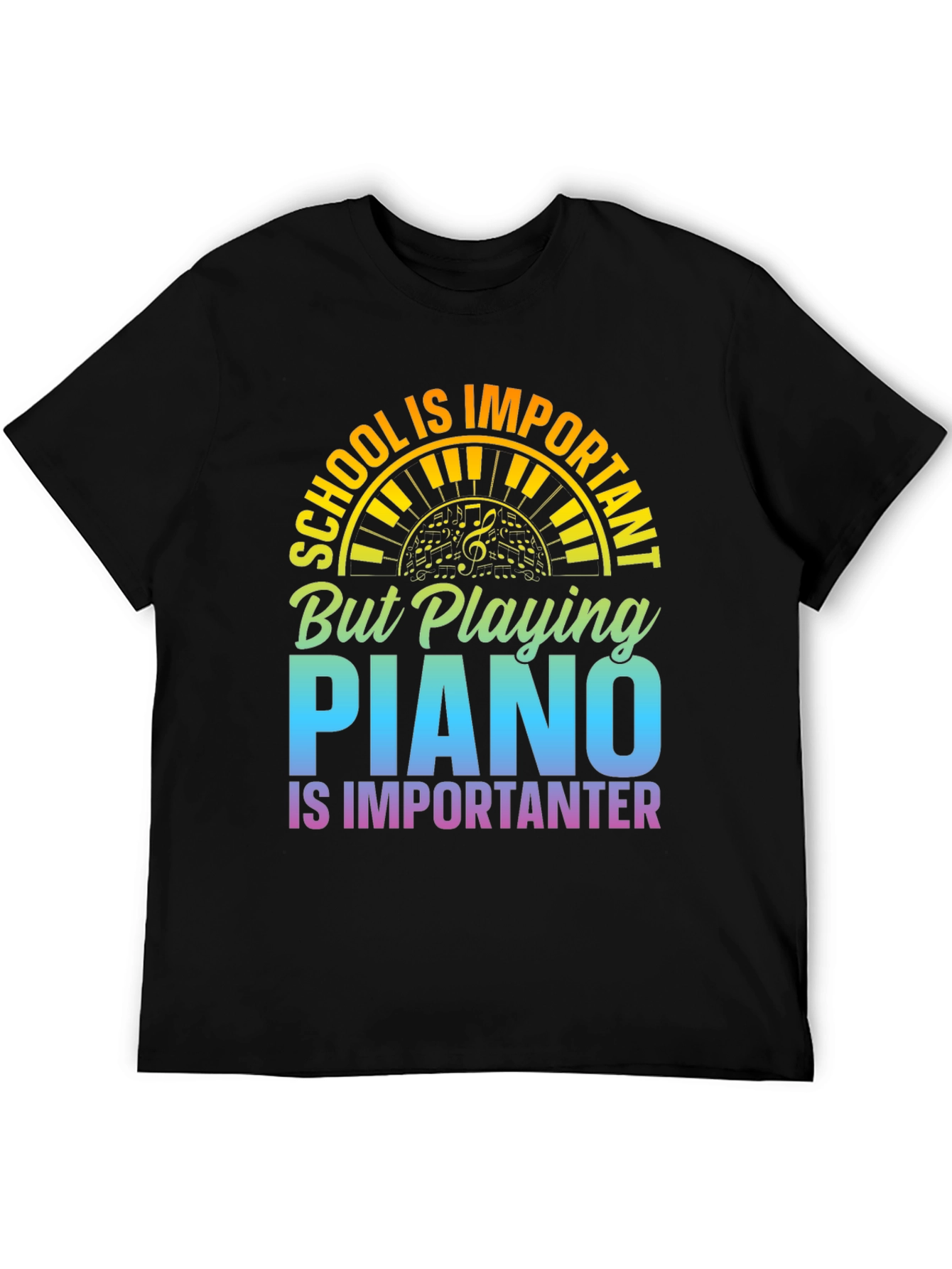 Piano is Importanter Black T-Shirt