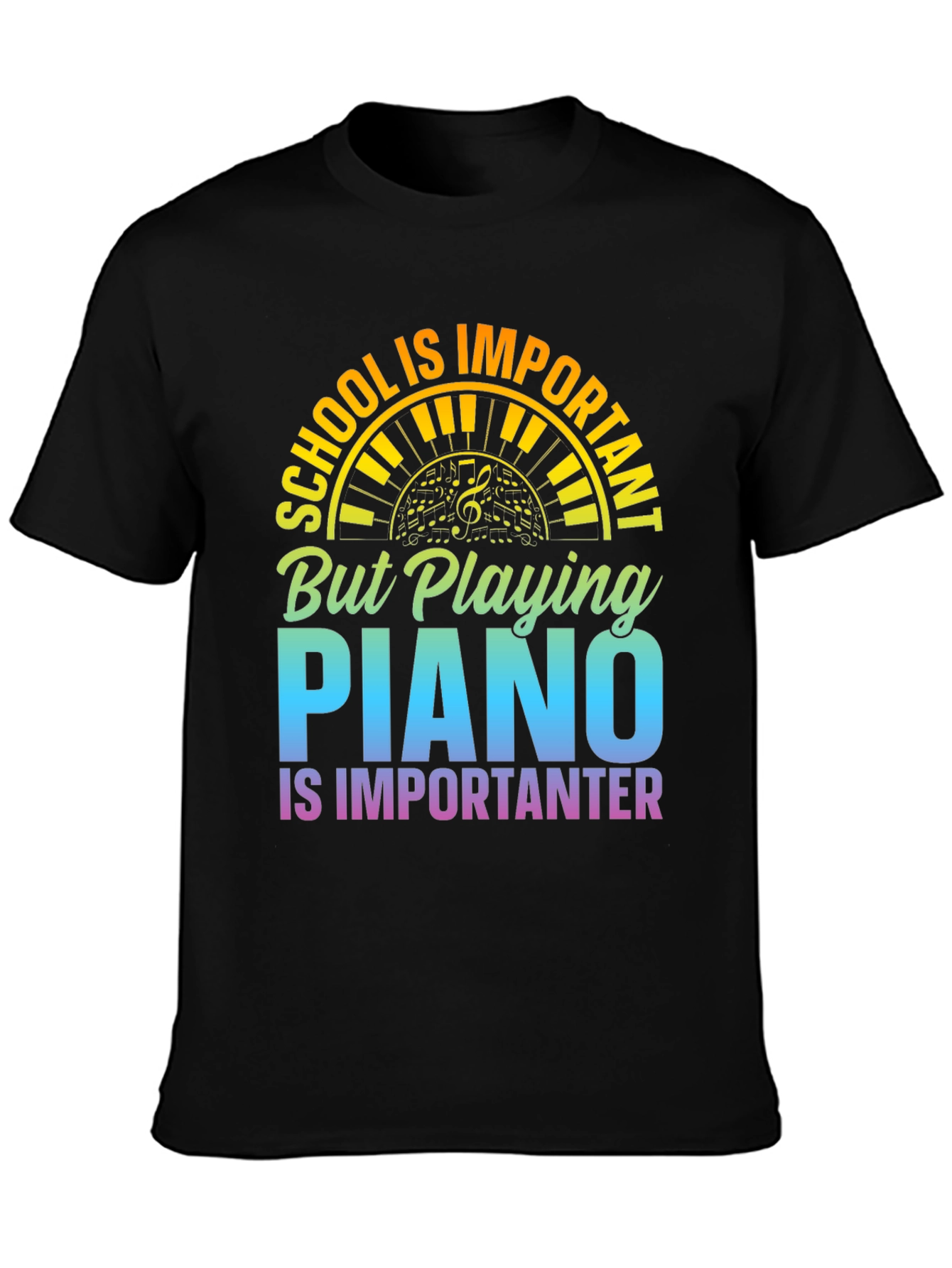 Piano is Importanter Black T-Shirt
