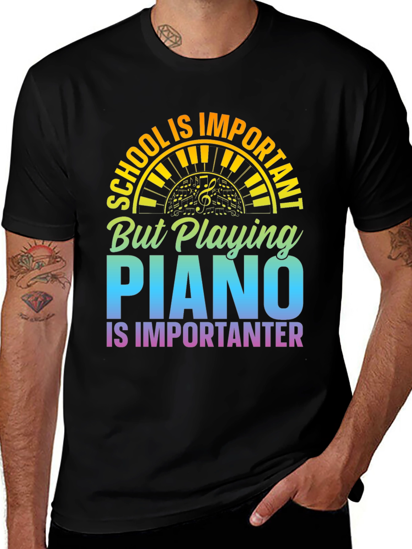 Piano is Importanter Black T-Shirt