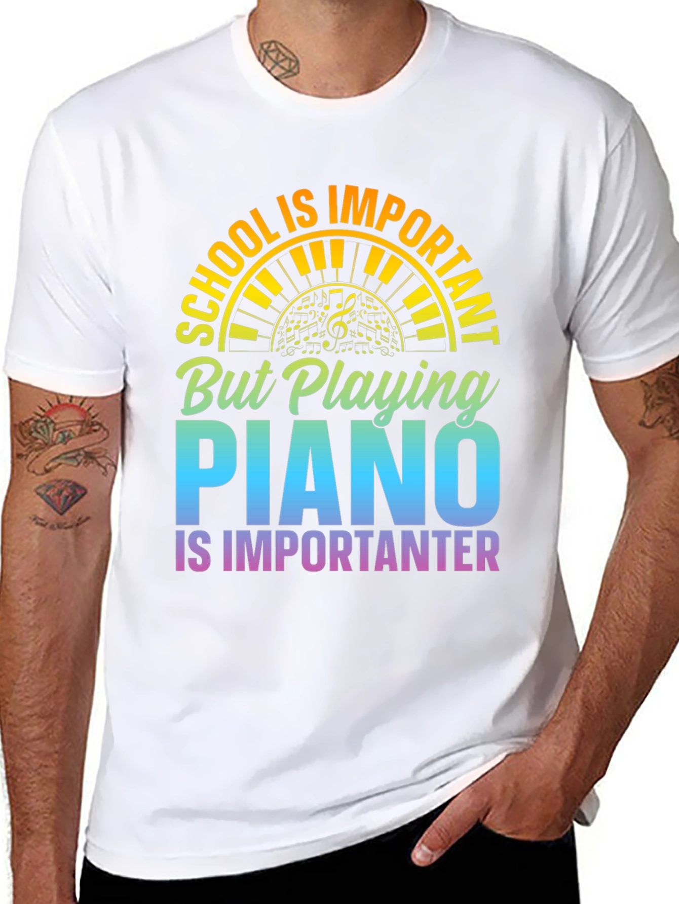 Piano is Importanter Black T-Shirt