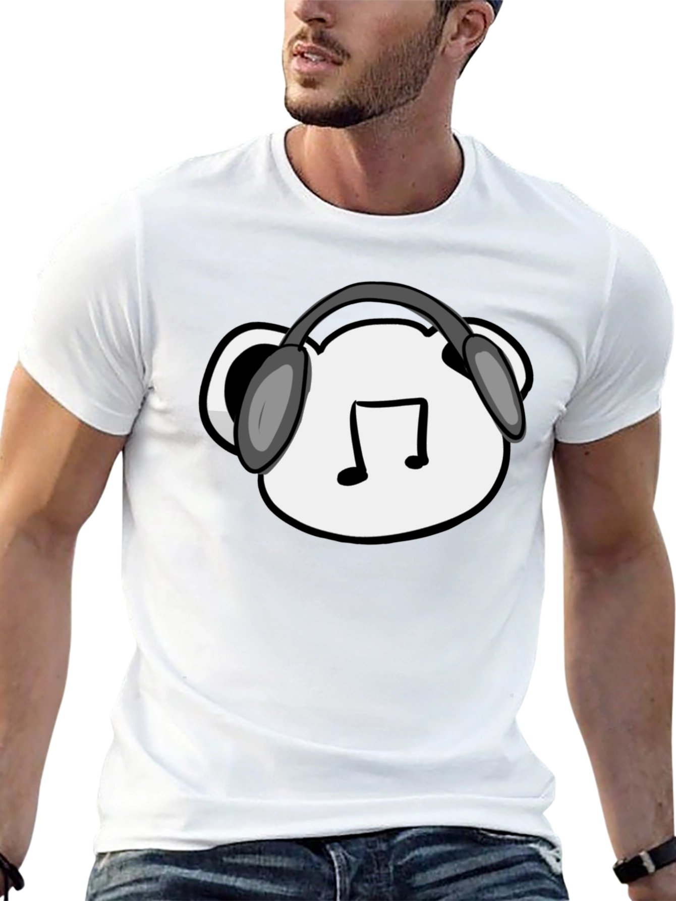 Musical Bear T-Shirt - Black Cotton Blend