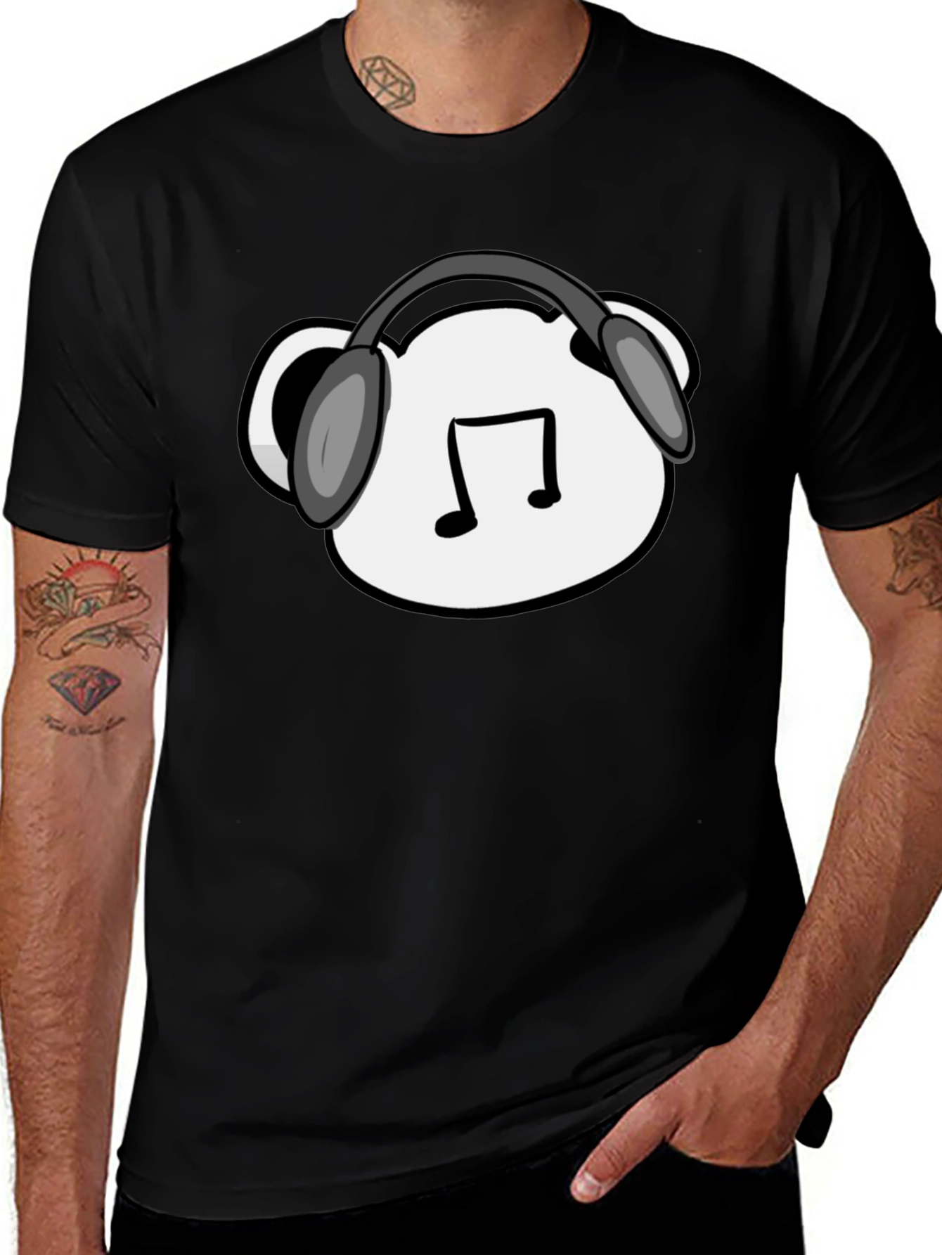 Musical Bear T-Shirt - Black Cotton Blend