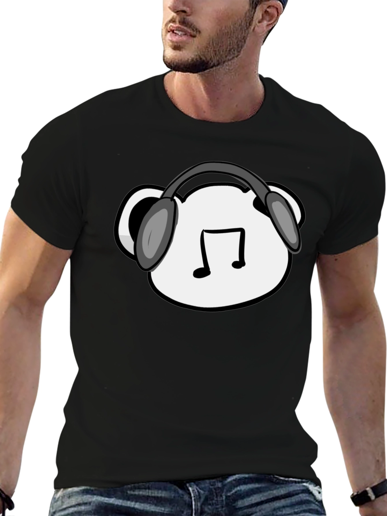 Musical Bear T-Shirt - Black Cotton Blend