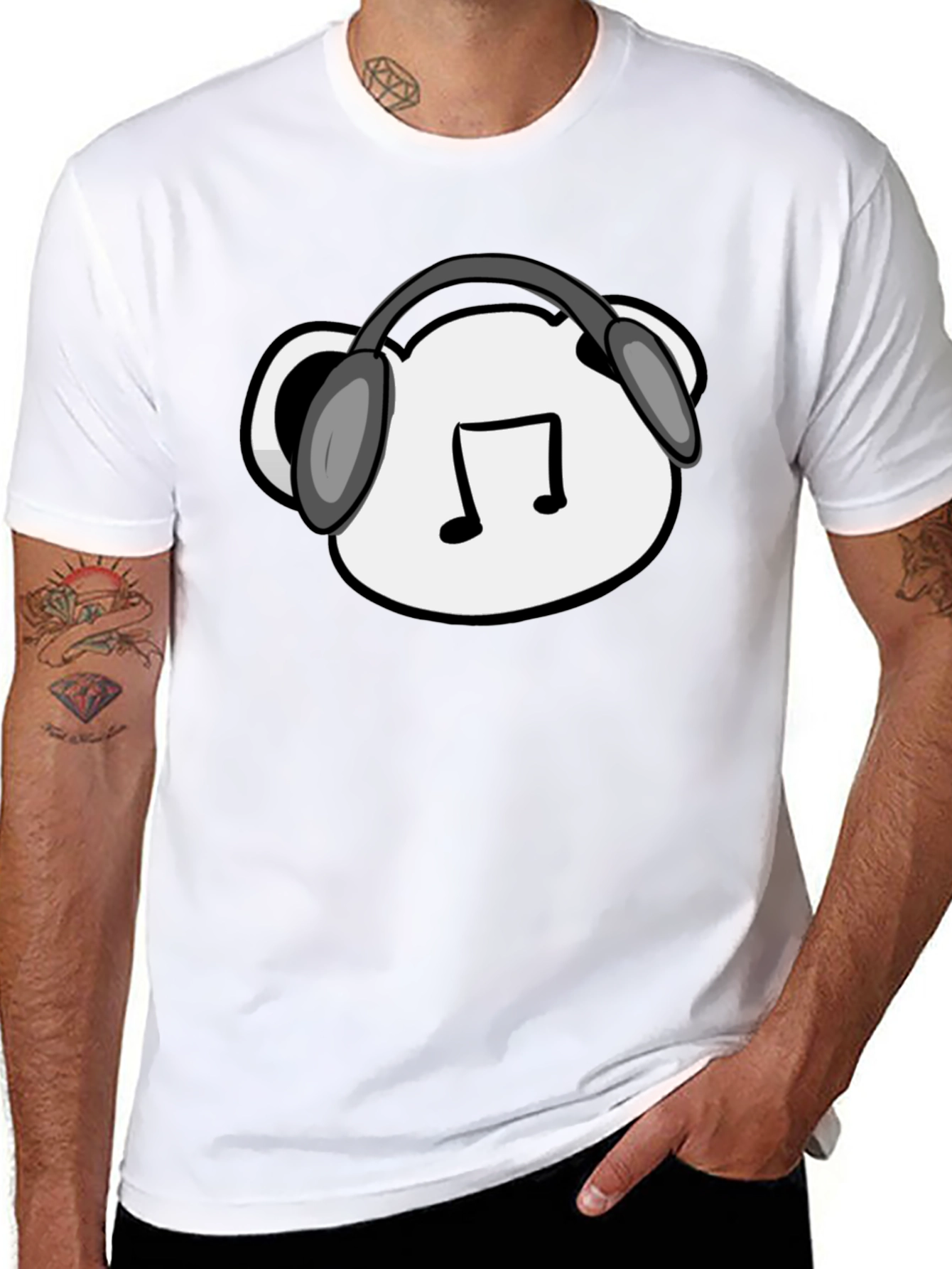 Musical Bear T-Shirt - Black Cotton Blend