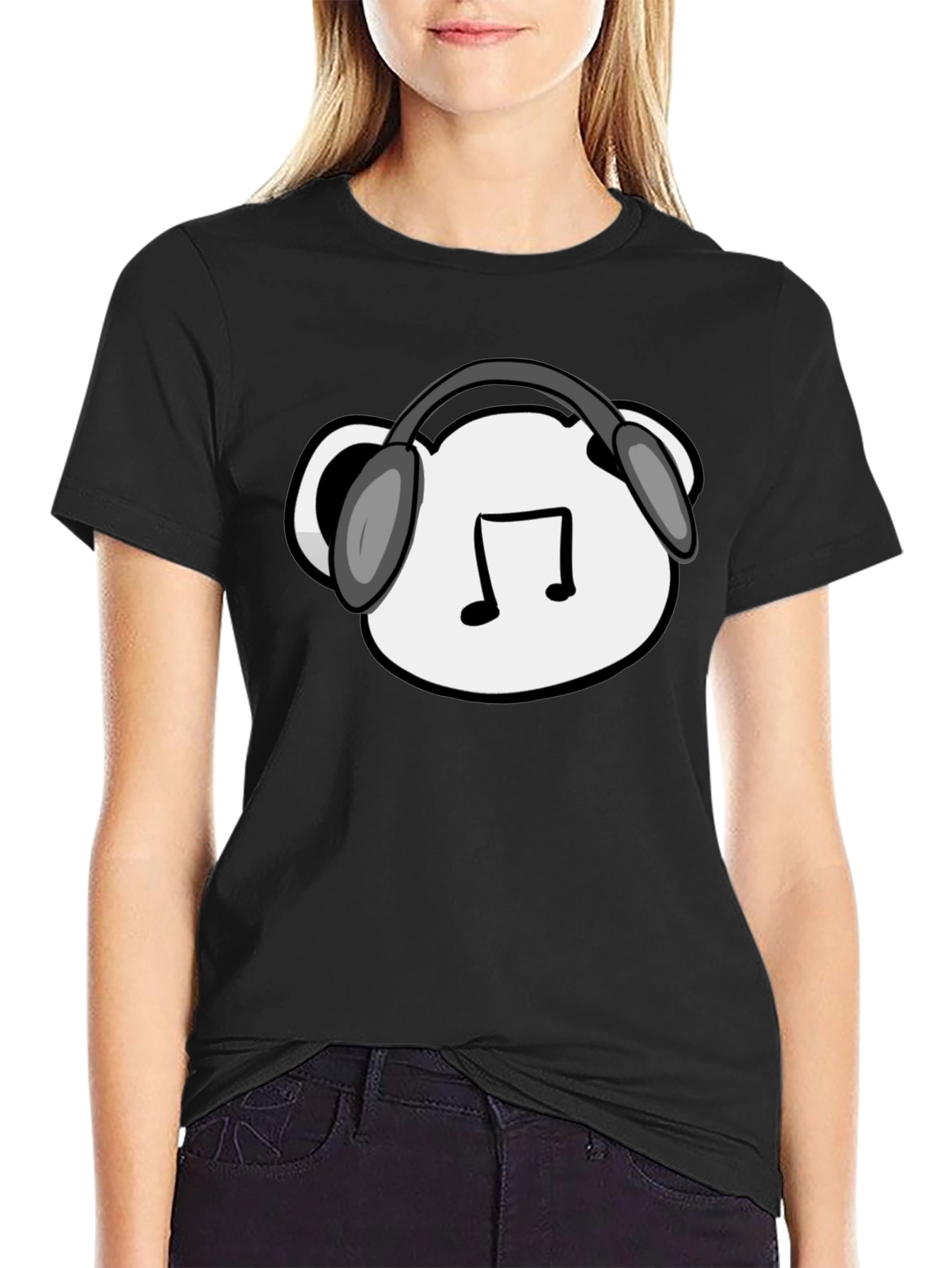 Musical Bear T-Shirt - Black Cotton Blend