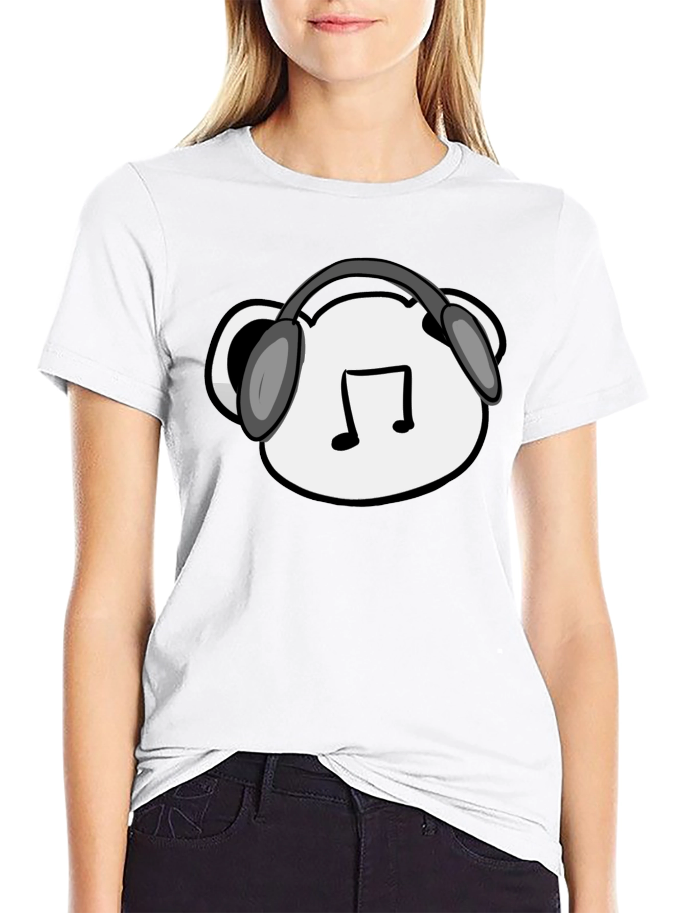 Musical Bear T-Shirt - Black Cotton Blend