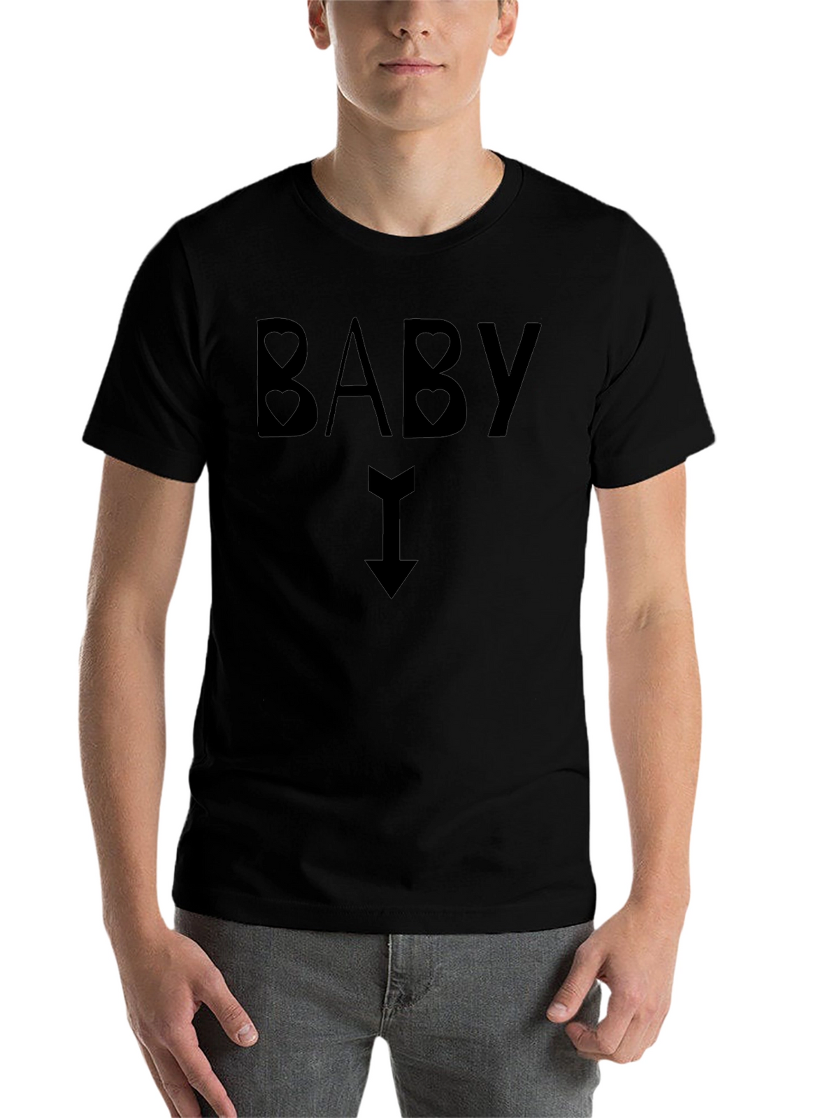Baby Arrow Pointing Down Black T-Shirt
