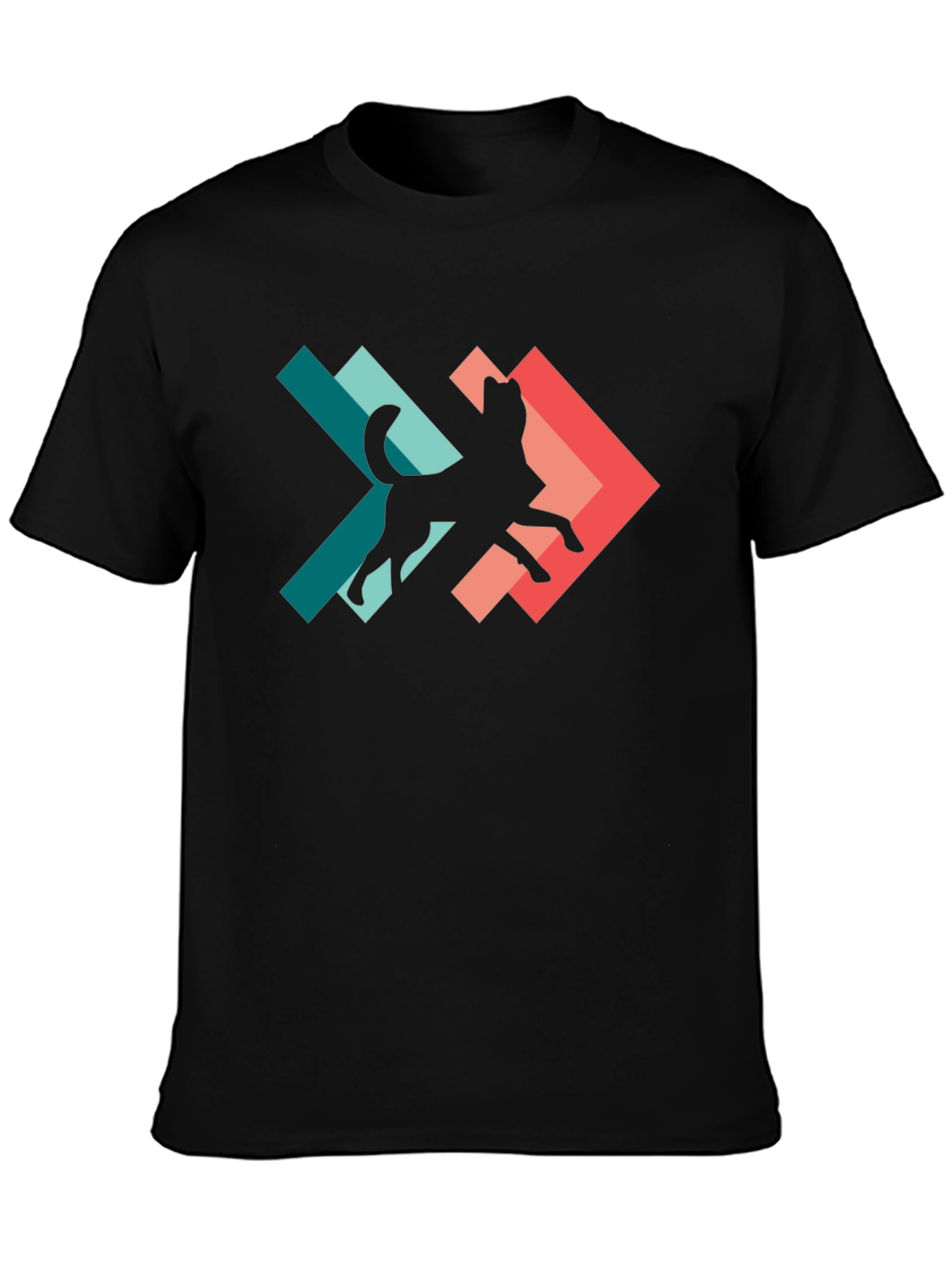 Geometric Dog Silhouette Graphic Tee - Modern Style