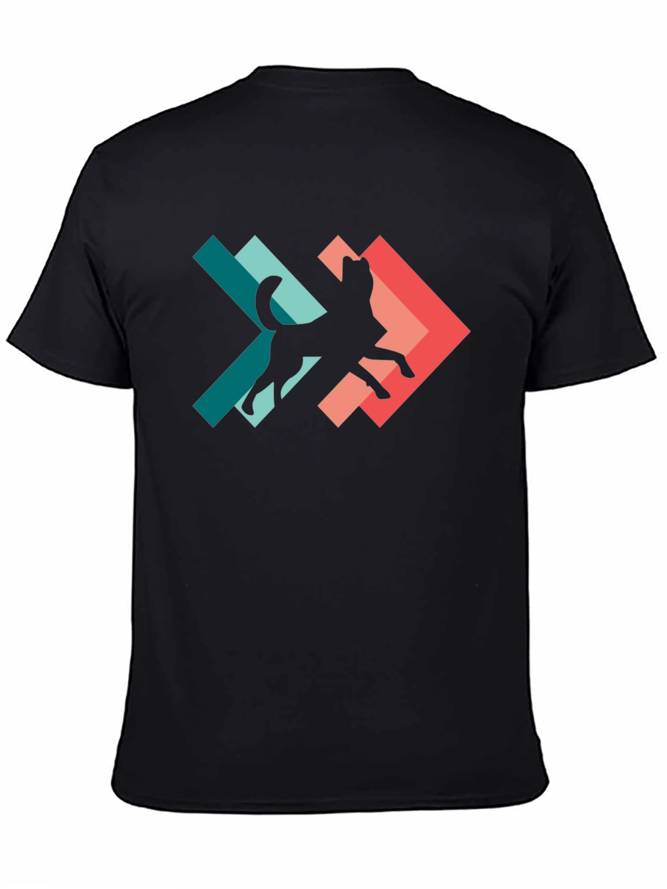 Geometric Dog Silhouette Graphic Tee - Modern Style