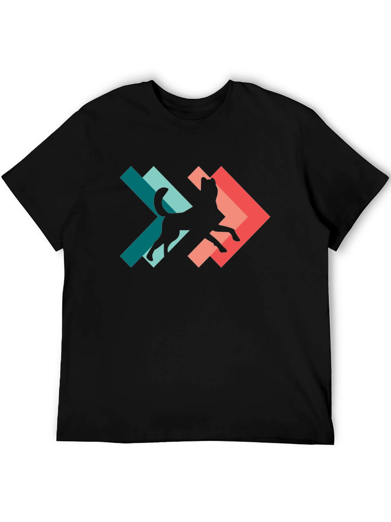 Geometric Dog Silhouette Graphic Tee - Modern Style