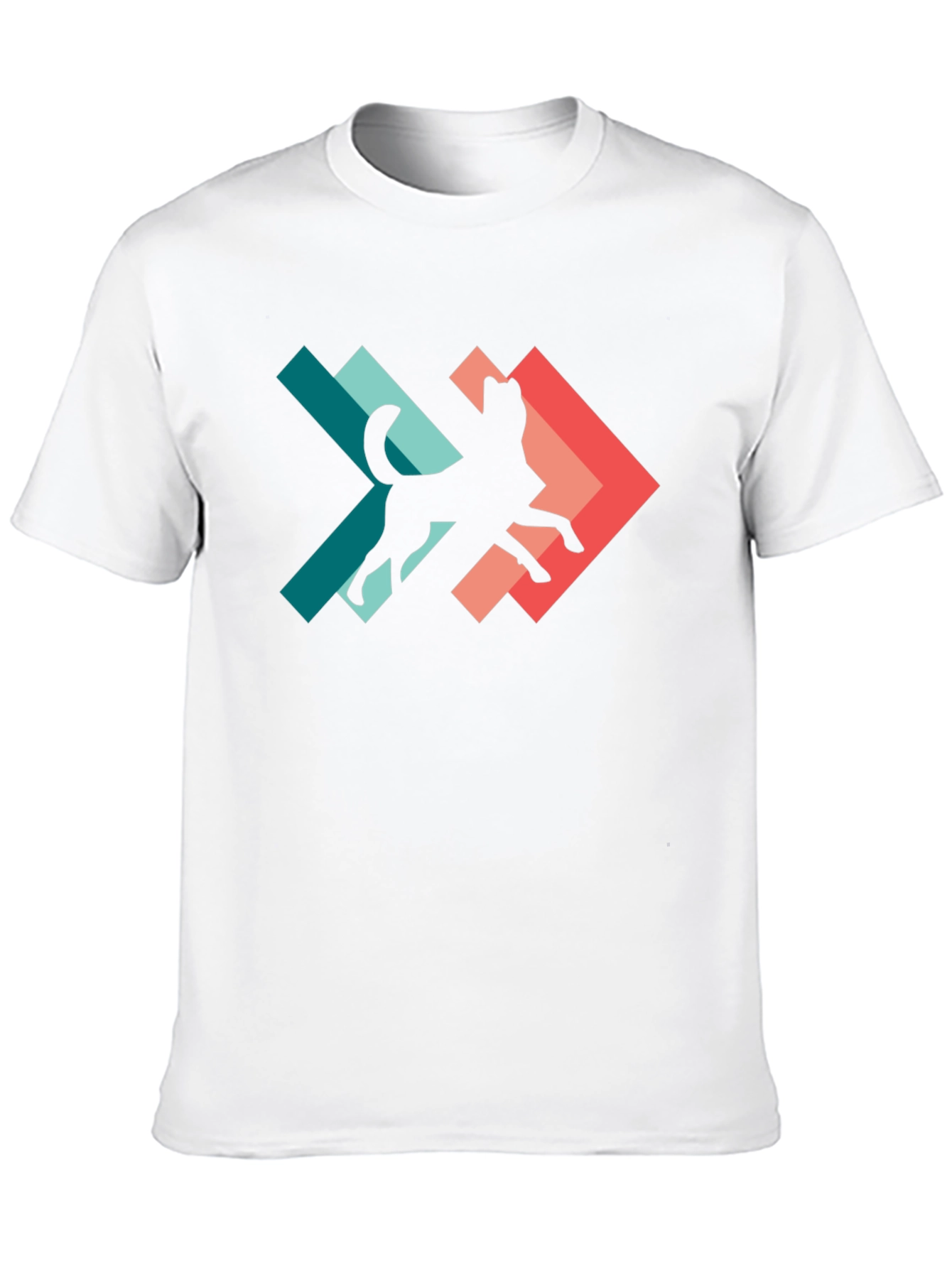 Geometric Dog Silhouette Graphic Tee - Modern Style
