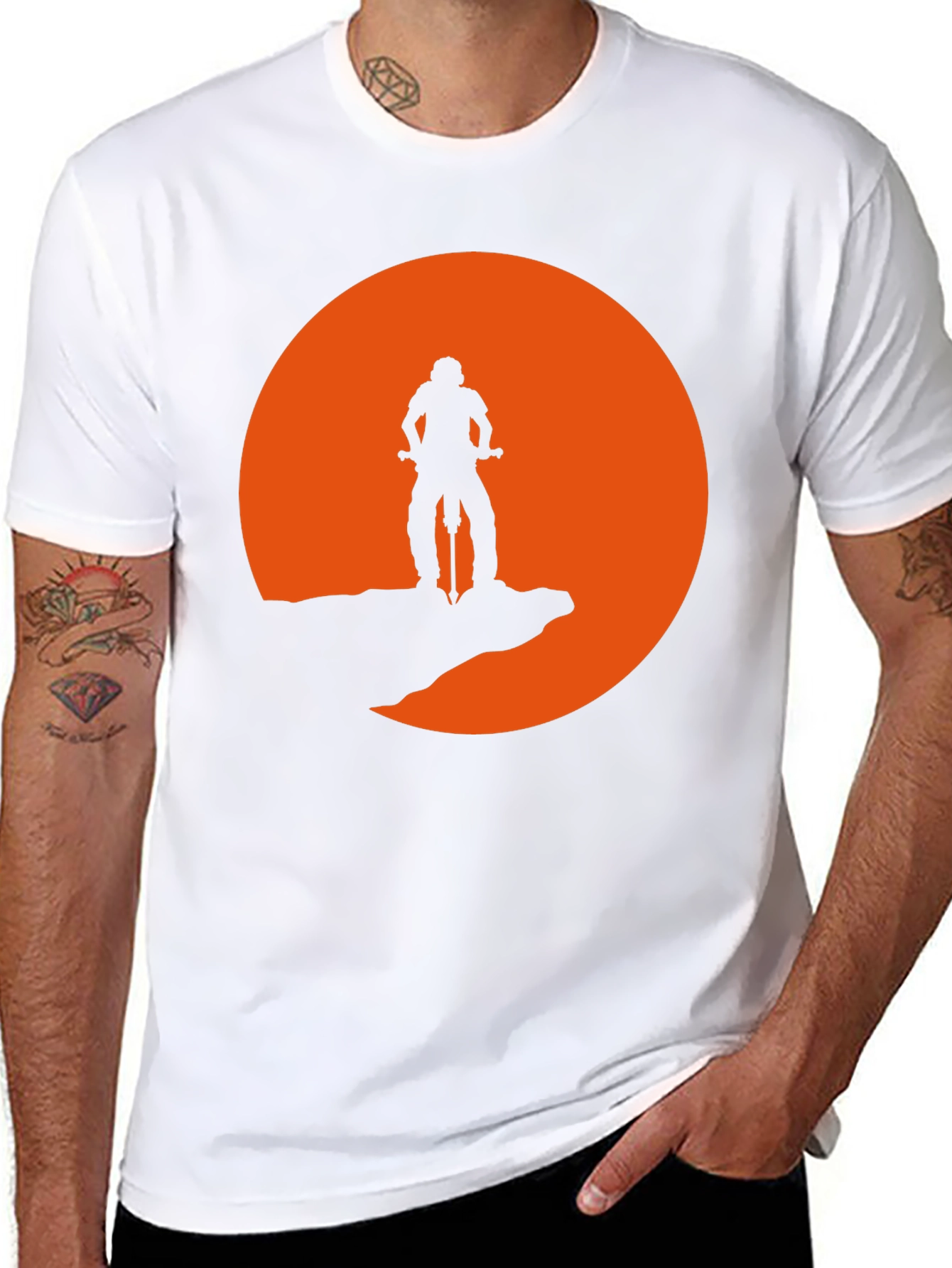 Mountain Biker Silhouette Graphic Tee - Black