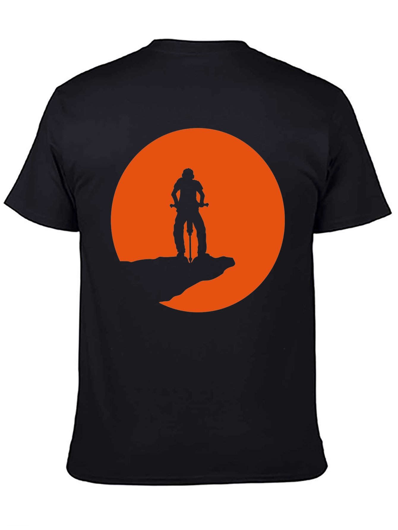 Mountain Biker Silhouette Graphic Tee - Black