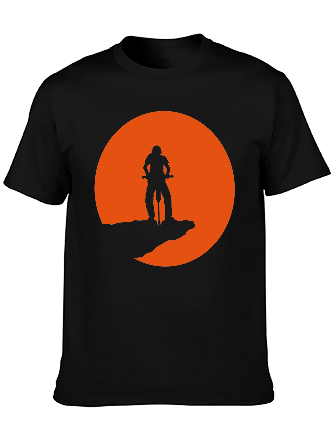 Mountain Biker Silhouette Graphic Tee - Black