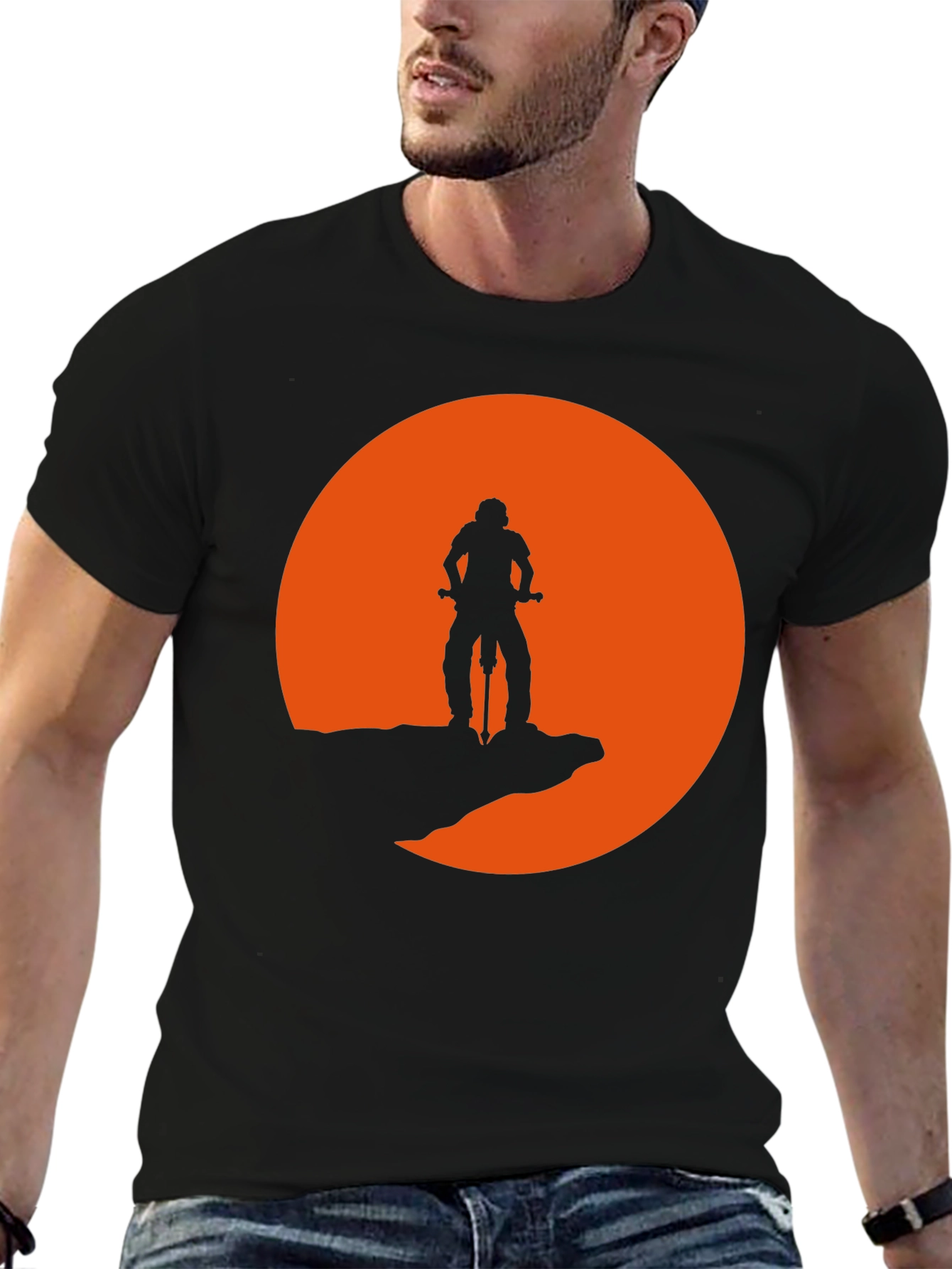Mountain Biker Silhouette Graphic Tee - Black