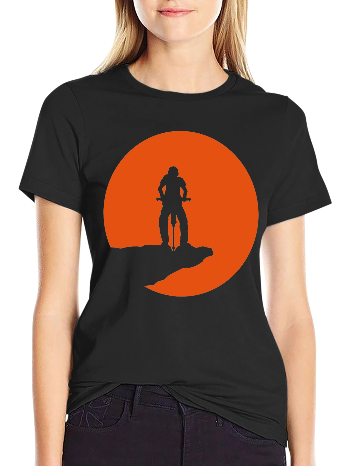 Mountain Biker Silhouette Graphic Tee - Black