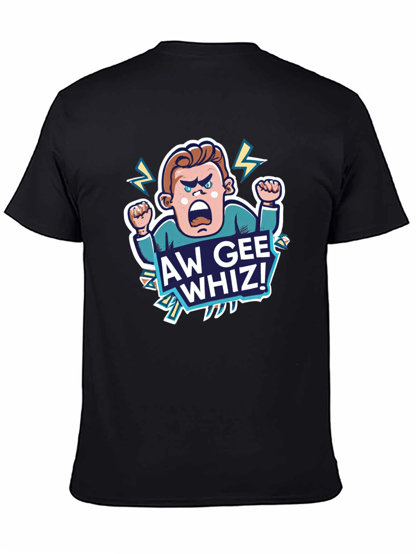 Aw Gee Whiz! Cartoon Graphic Black T-Shirt