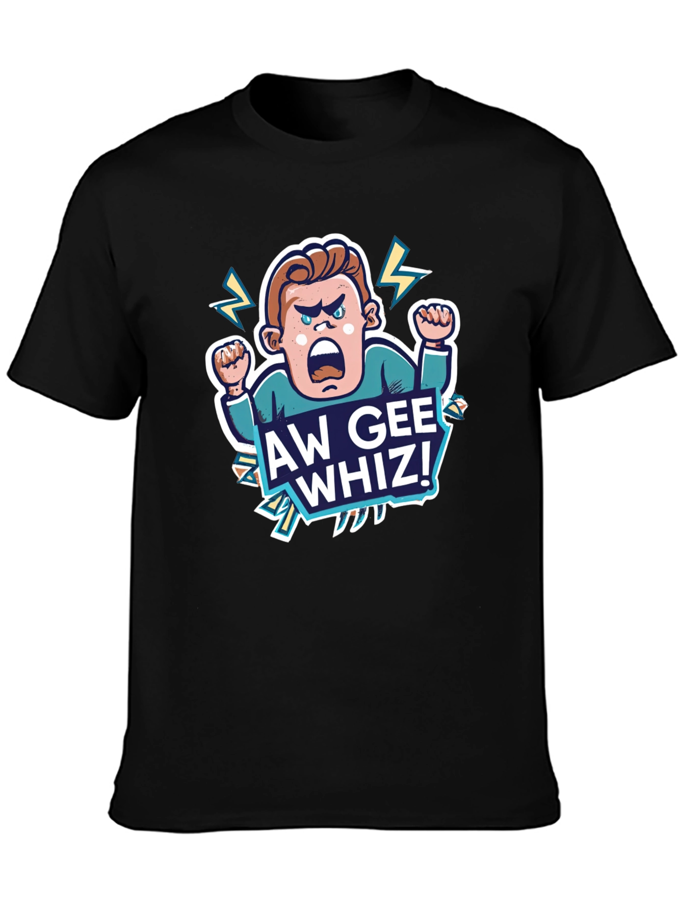 Aw Gee Whiz! Cartoon Graphic Black T-Shirt