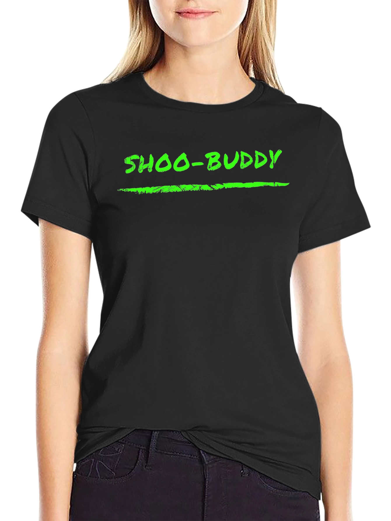 Shoo-Buddy Graphic Tee - Black Cotton Casual T-Shirt