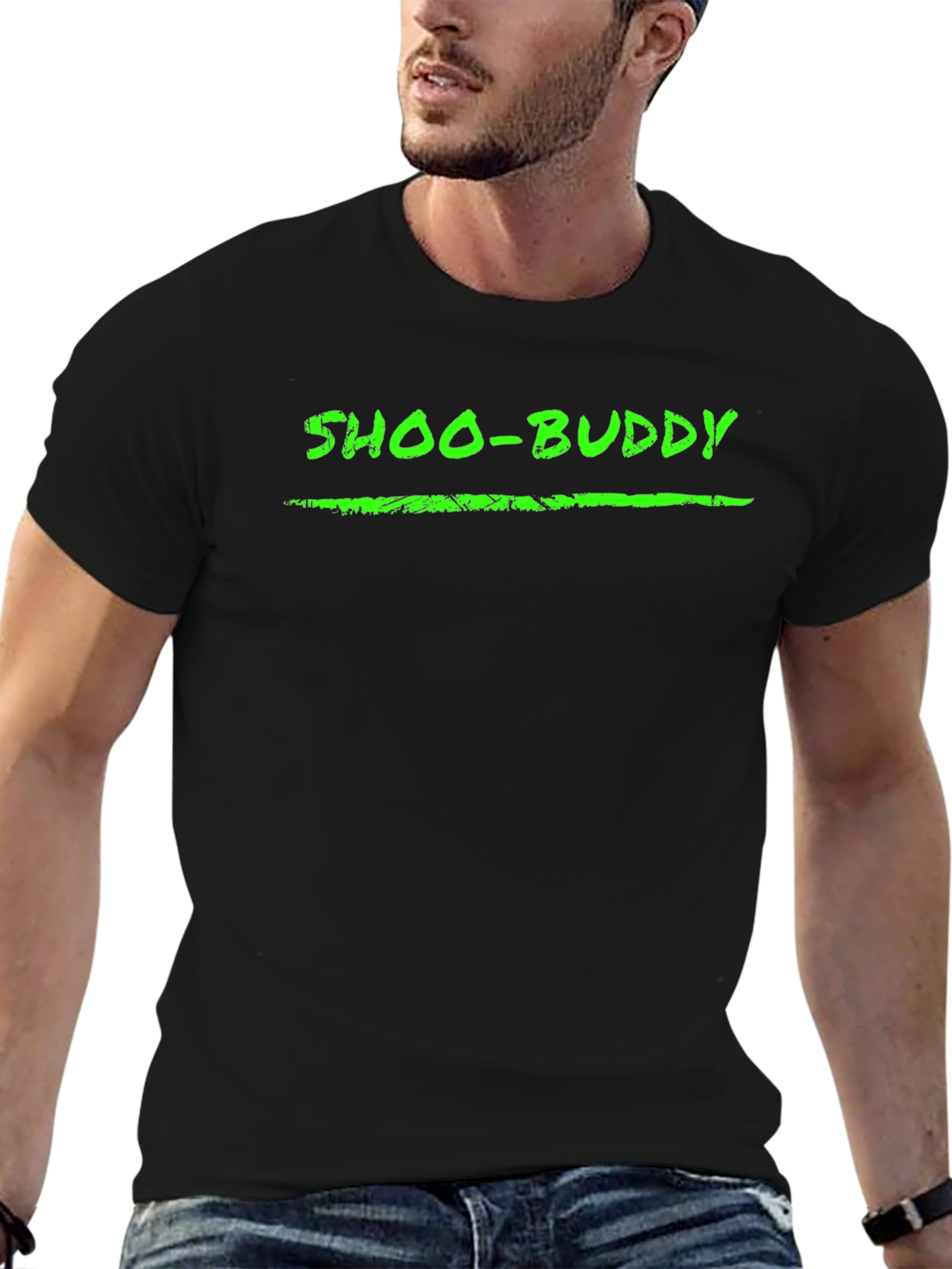 Shoo-Buddy Graphic Tee - Black Cotton Casual T-Shirt