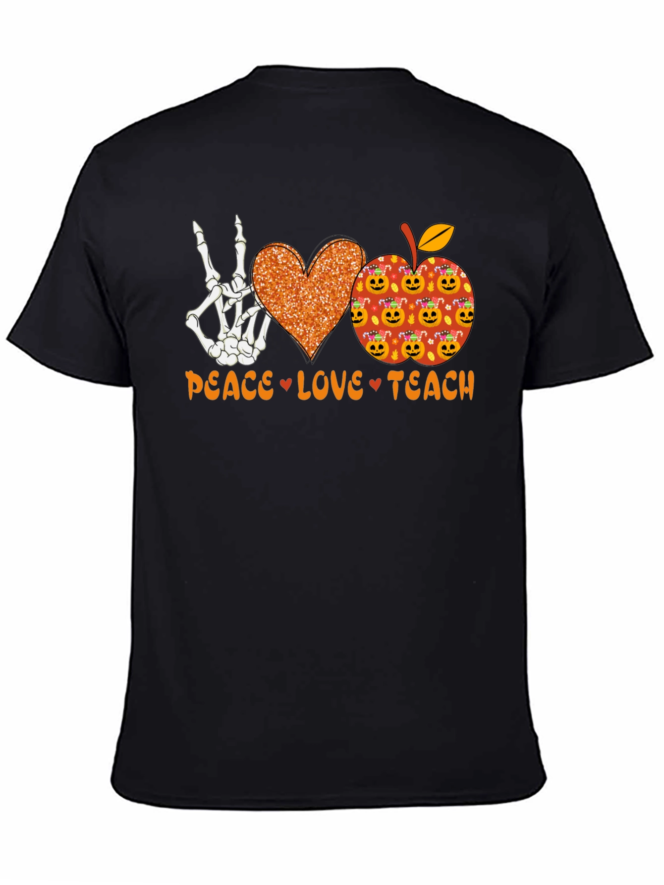 Peace Love Teach Halloween Teacher T-Shirt