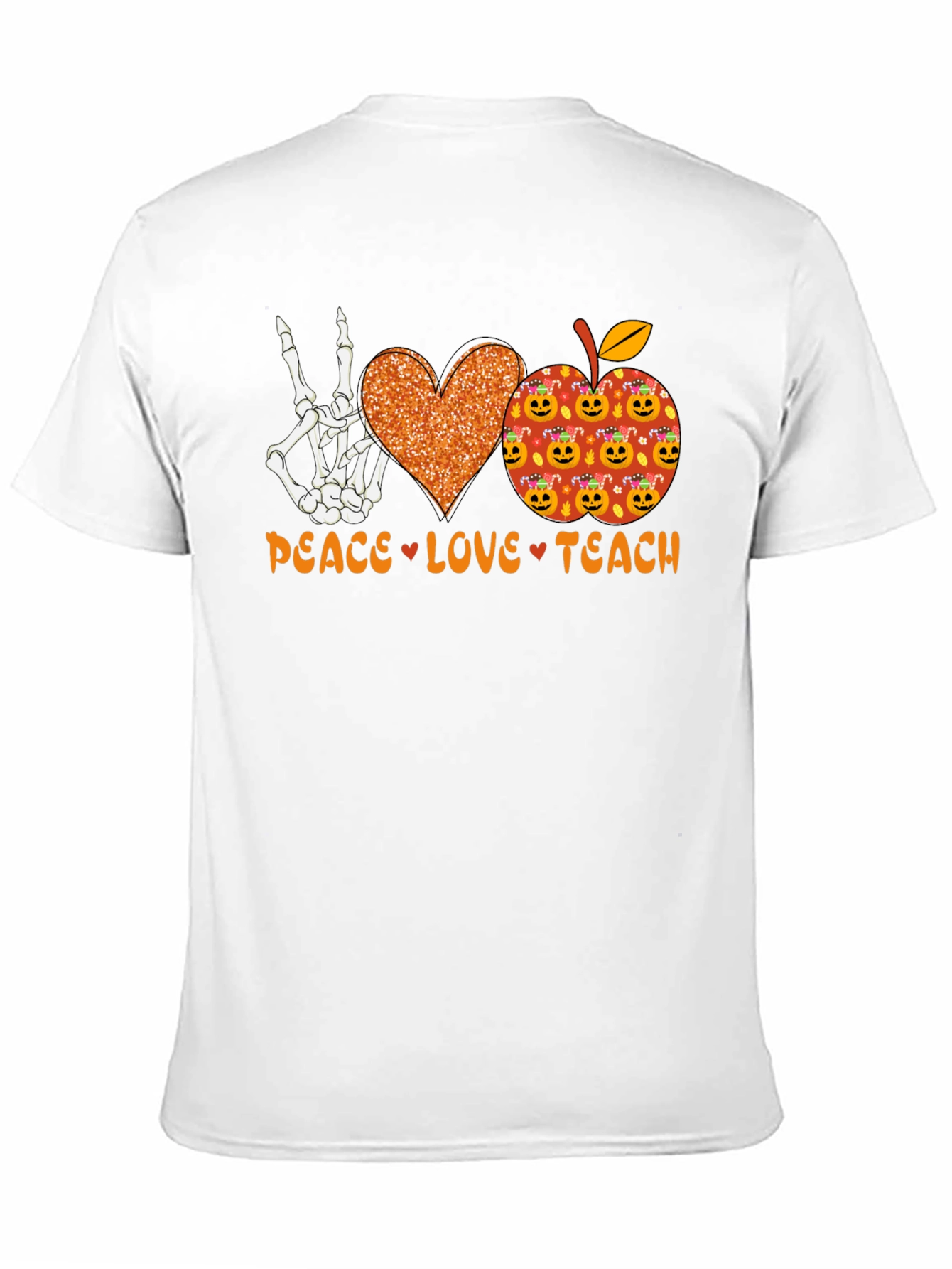 Peace Love Teach Halloween Teacher T-Shirt