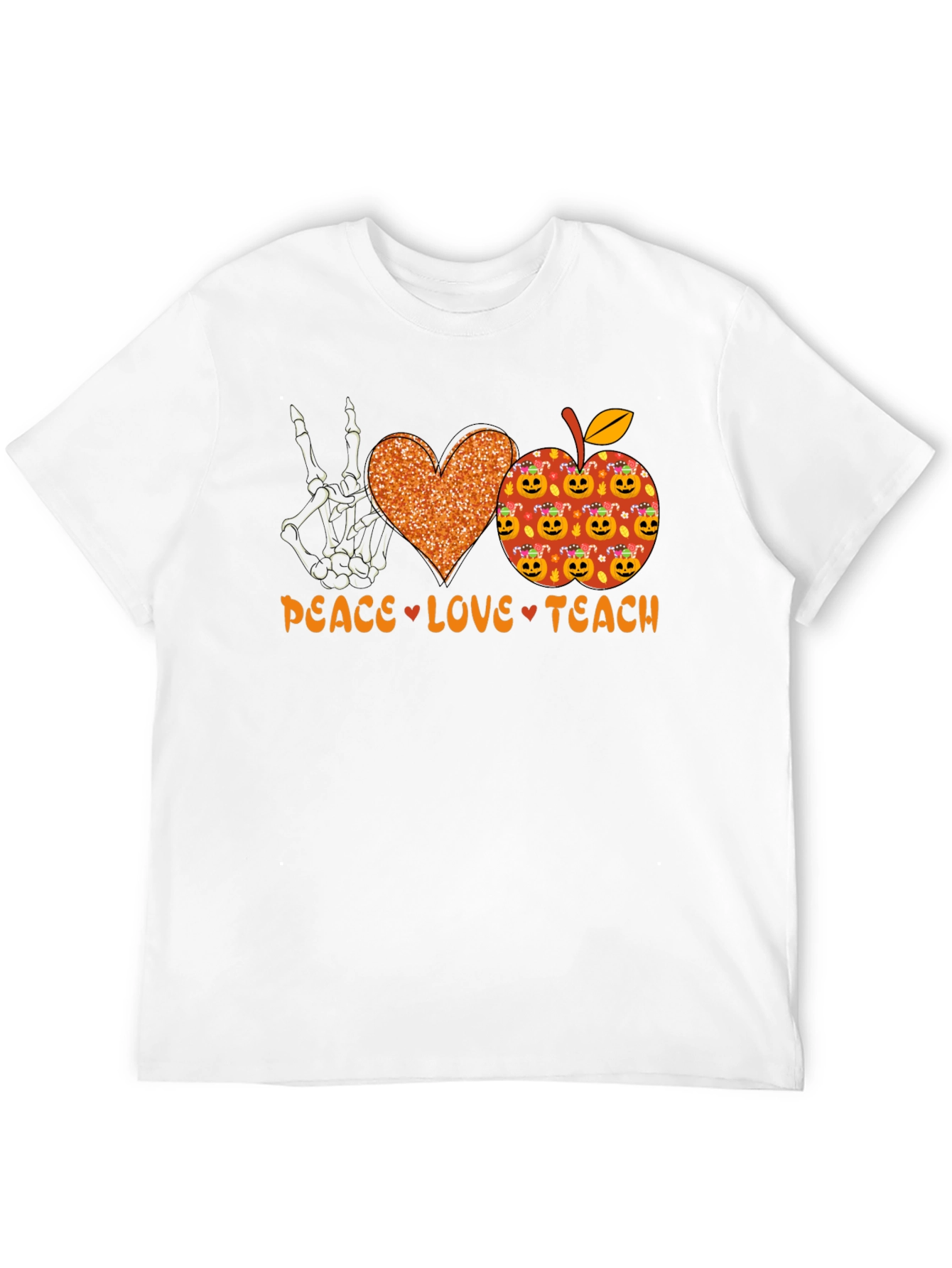 Peace Love Teach Halloween Teacher T-Shirt
