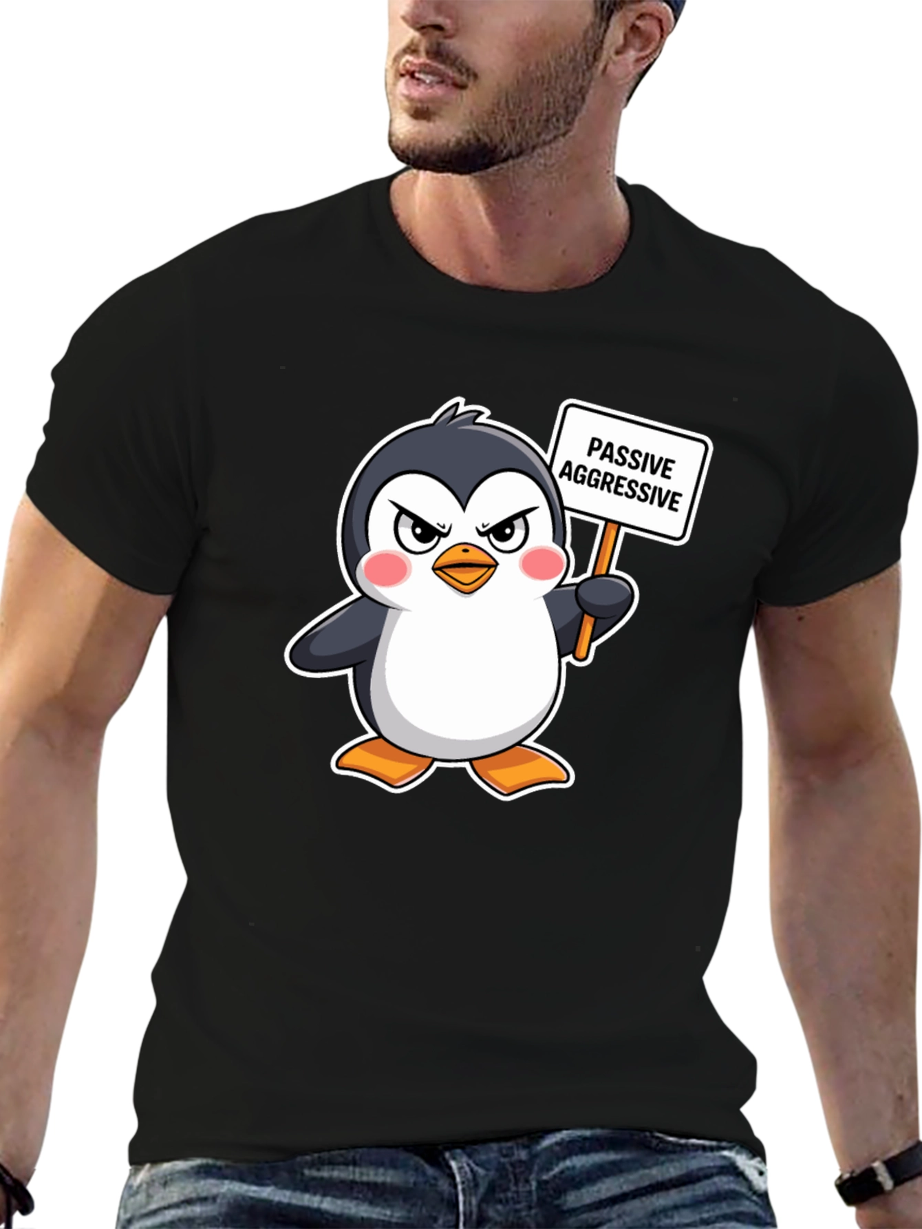 Passive Aggressive Penguin Graphic T-Shirt