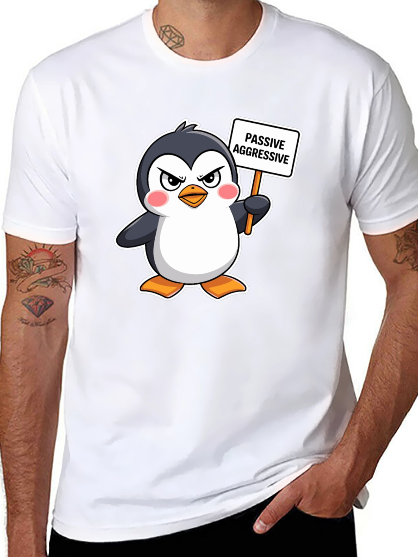 Passive Aggressive Penguin Graphic T-Shirt