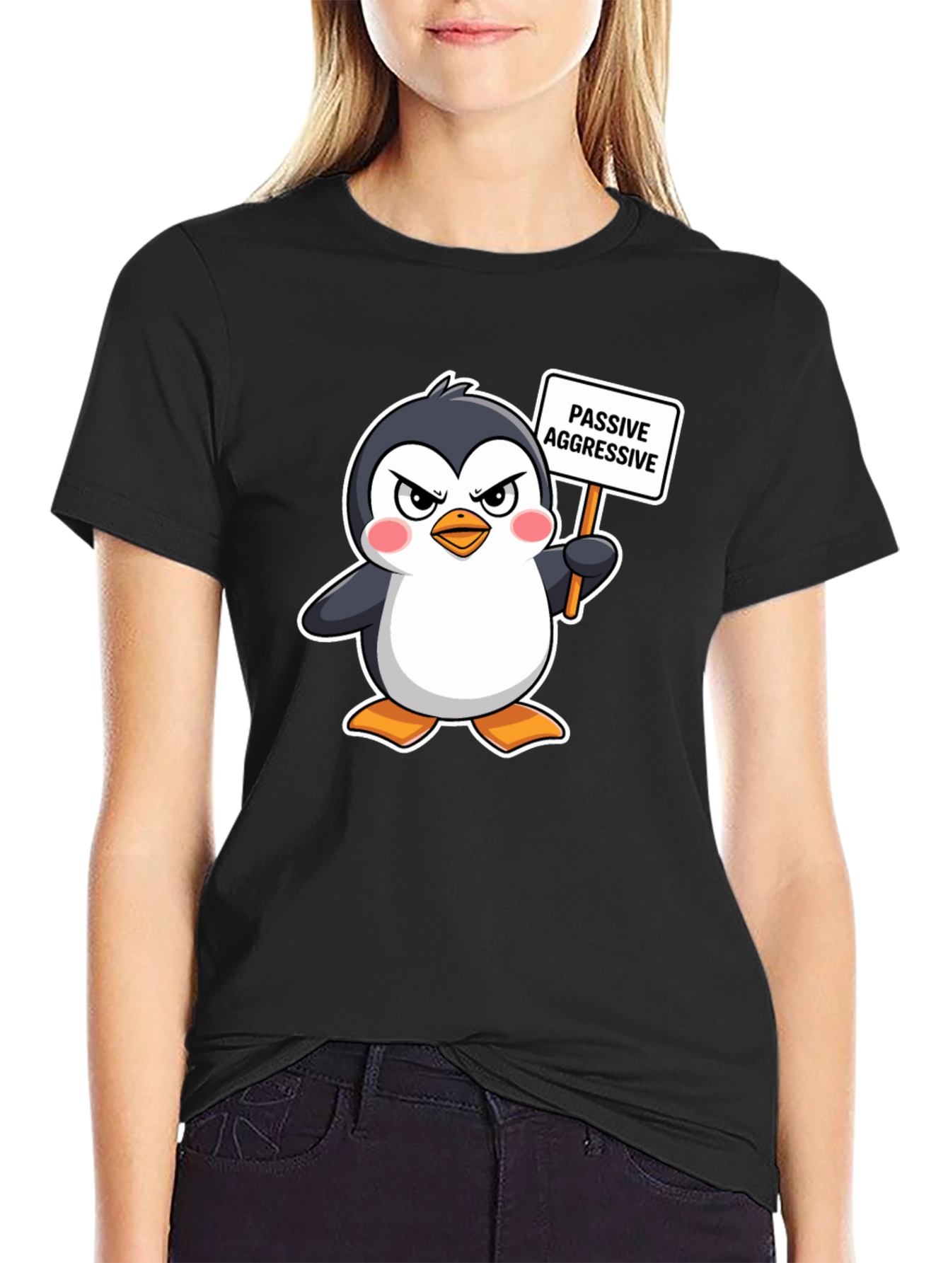 Passive Aggressive Penguin Graphic T-Shirt