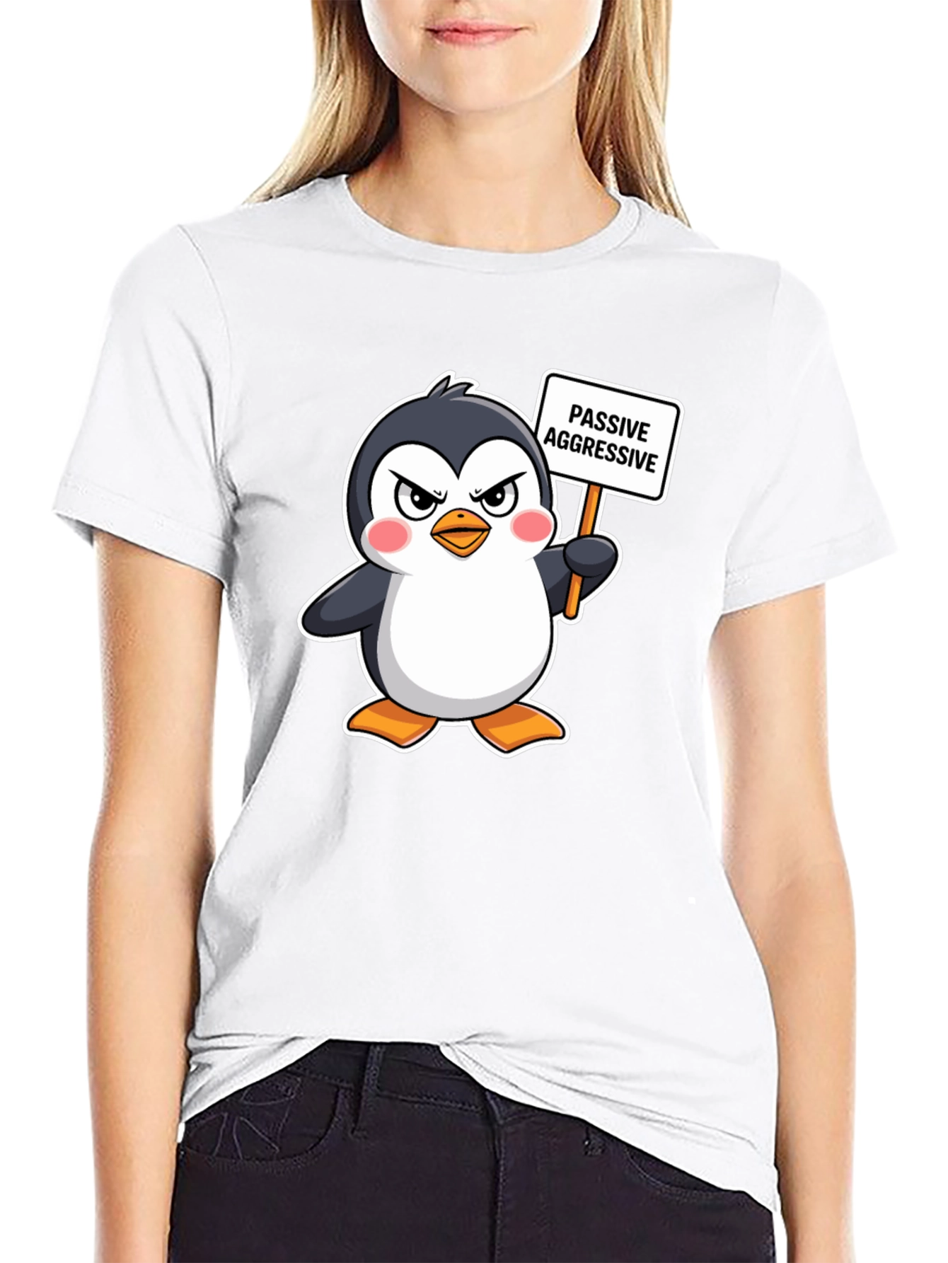 Passive Aggressive Penguin Graphic T-Shirt