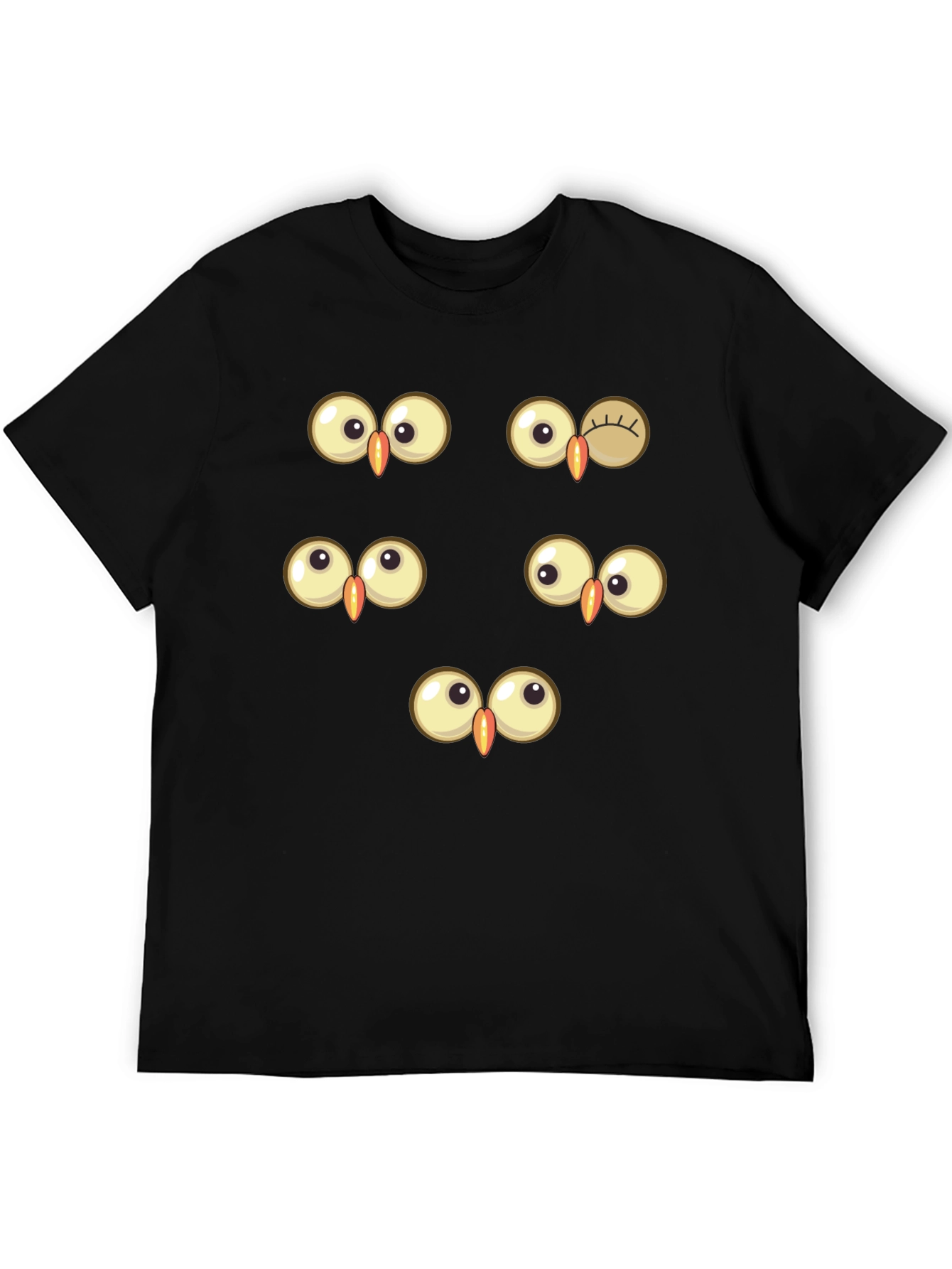 Funny Owl Eyes Graphic Tee - Black Cotton T-Shirt