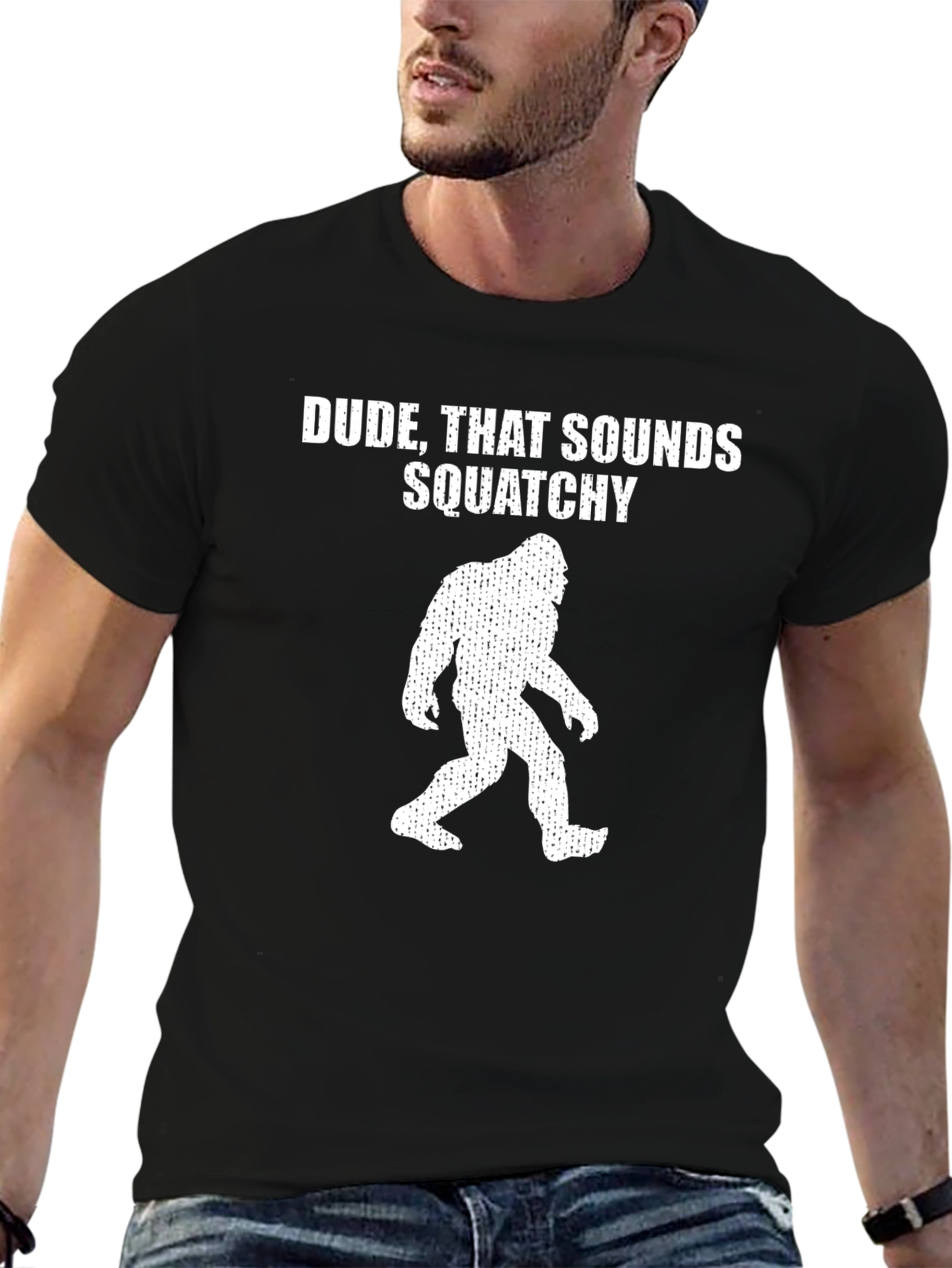Dude Sounds Squatchy Black T-Shirt