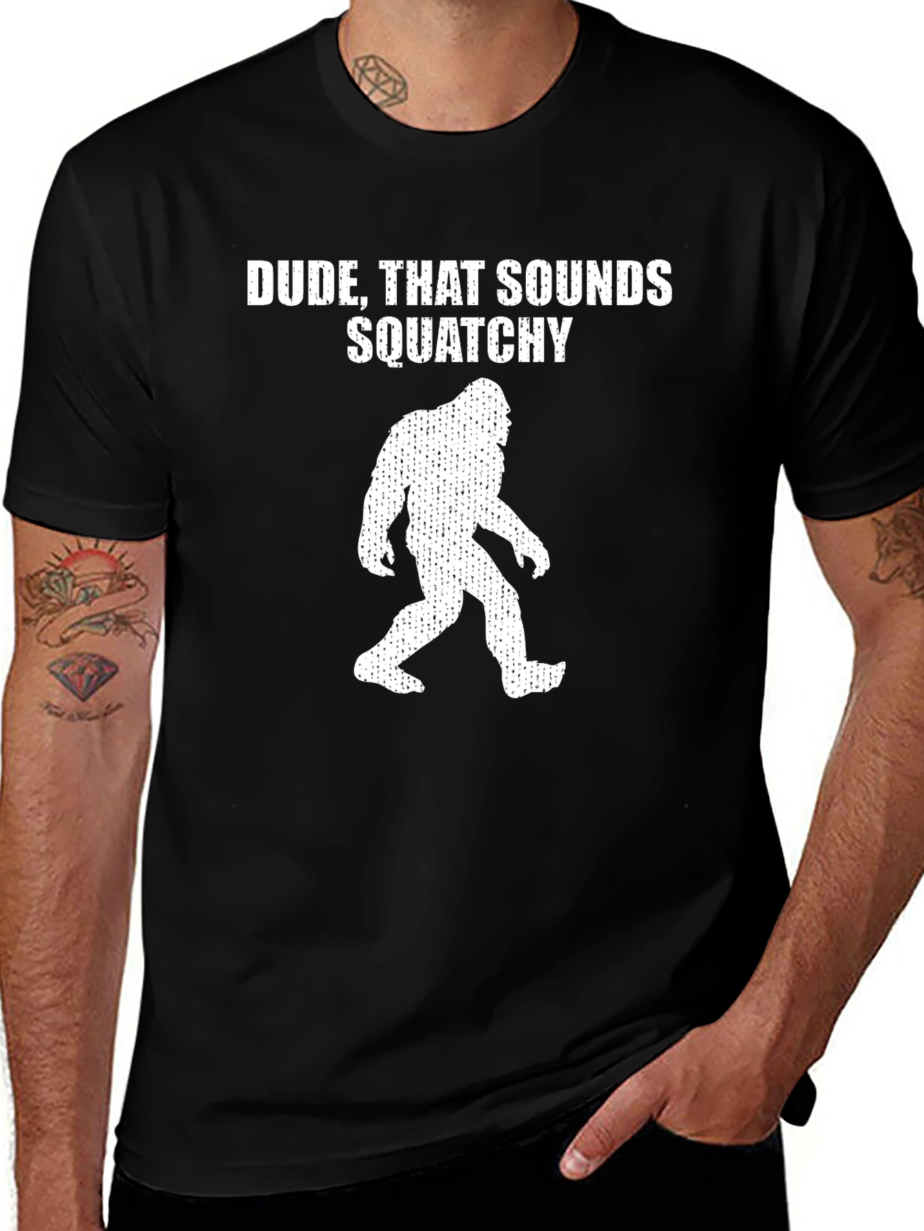 Dude Sounds Squatchy Black T-Shirt