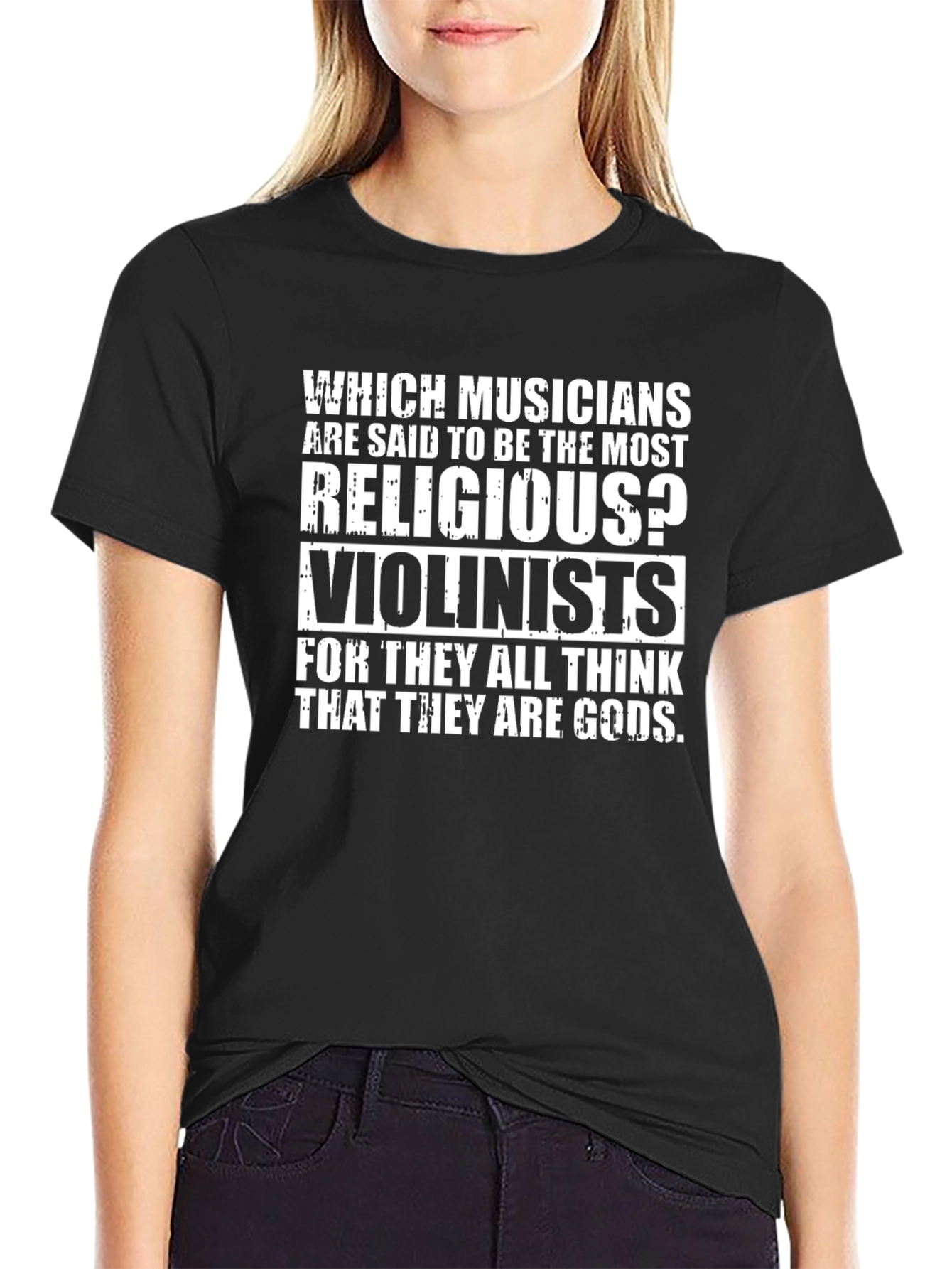 Religious Violinist Graphic Tee - Musician Humor T-Shirt