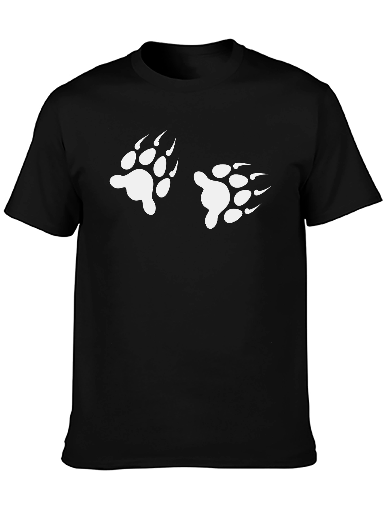 Black T-Shirt with White Paw Prints