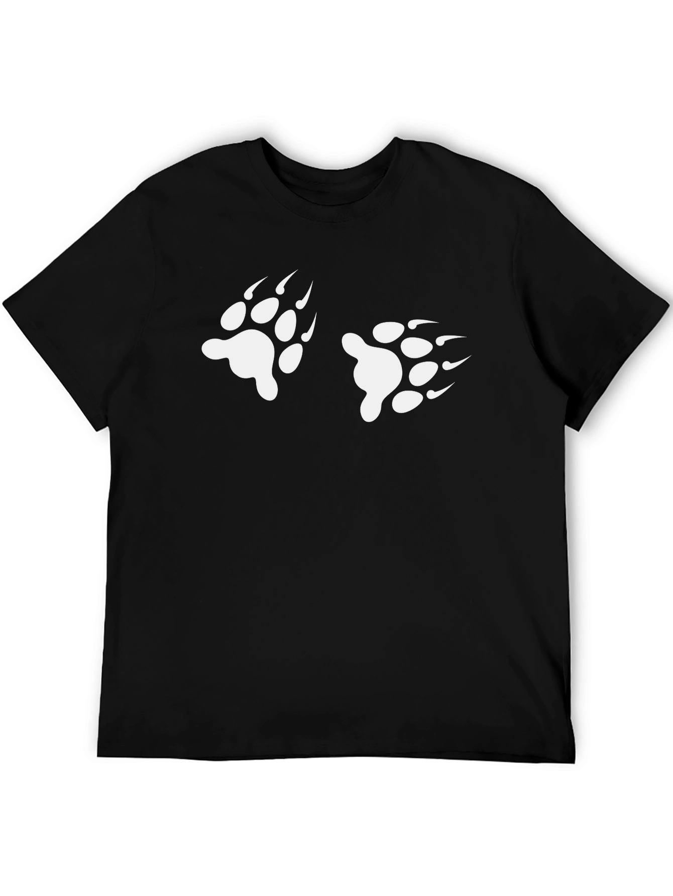 Black T-Shirt with White Paw Prints