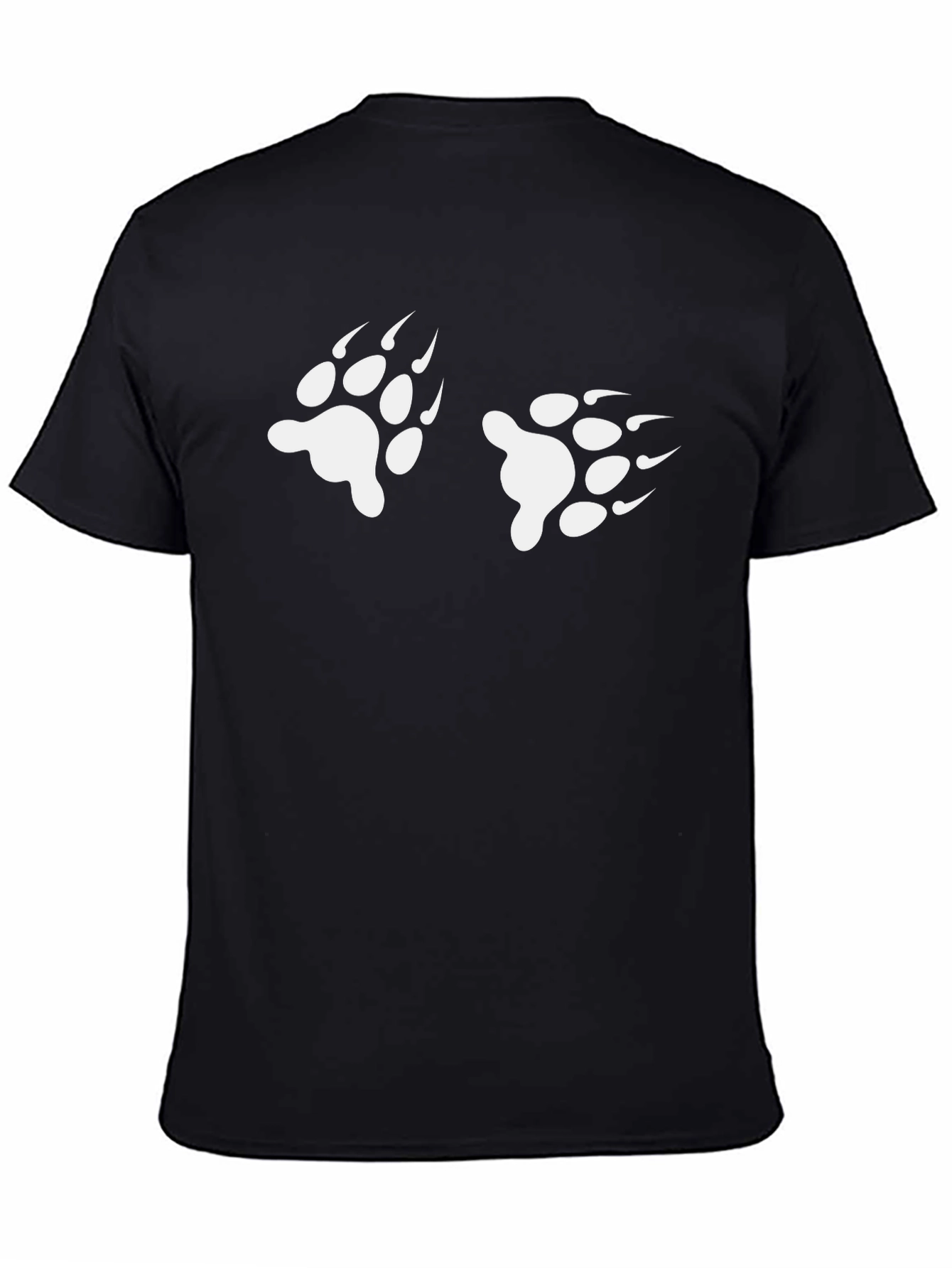 Black T-Shirt with White Paw Prints