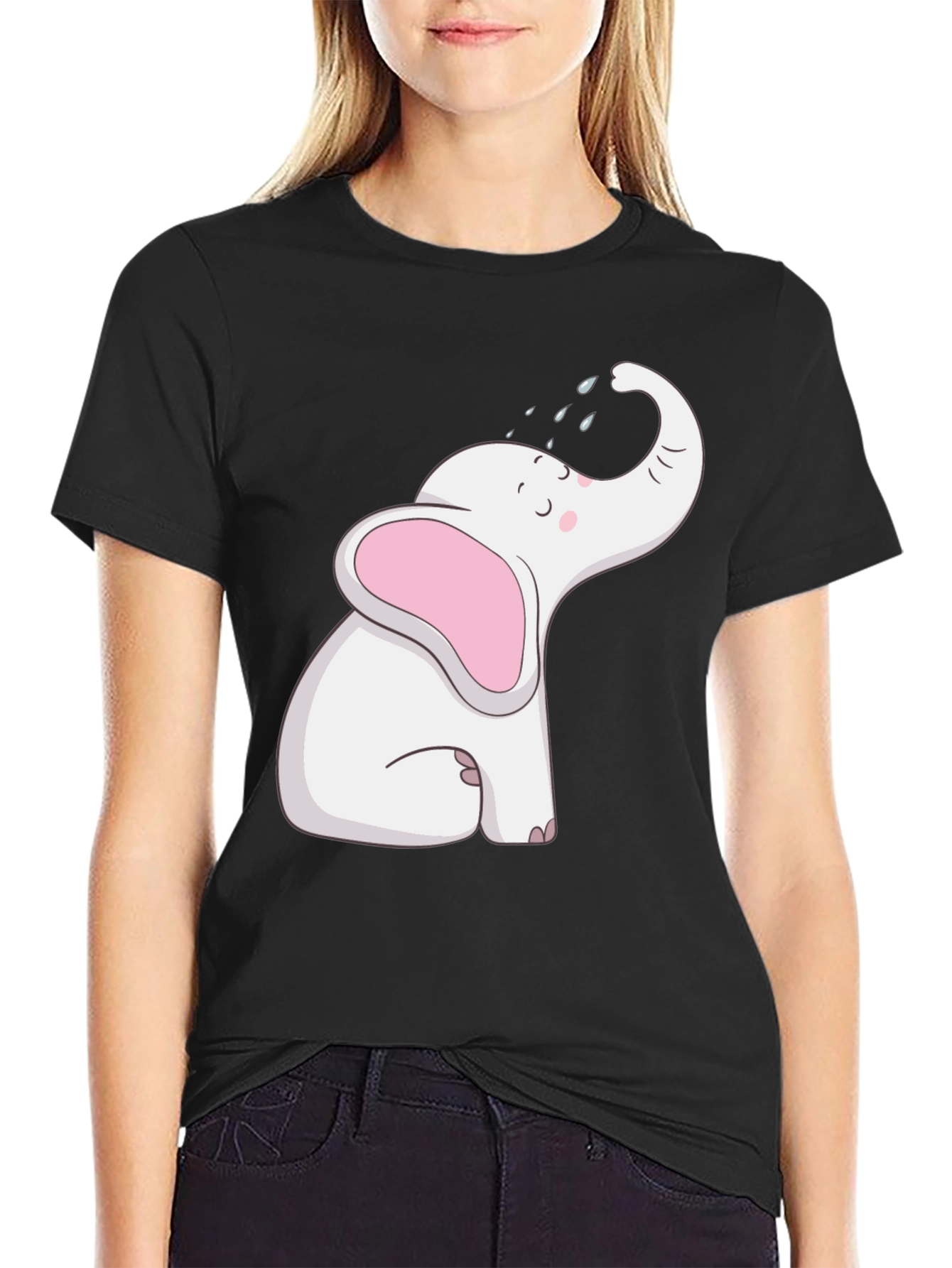 Cute Elephant Graphic Tee - Black Unisex Shirt