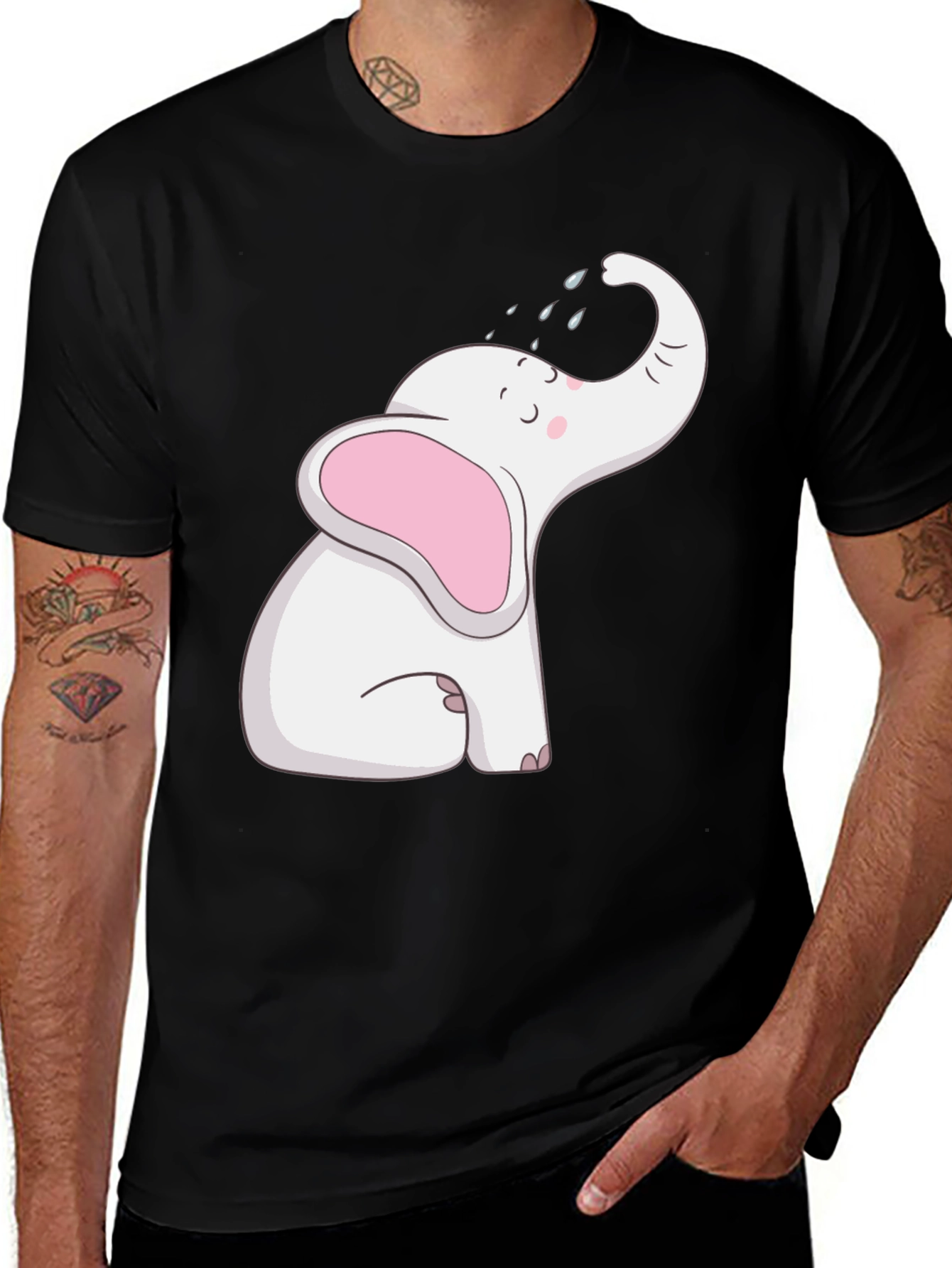 Cute Elephant Graphic Tee - Black Unisex Shirt