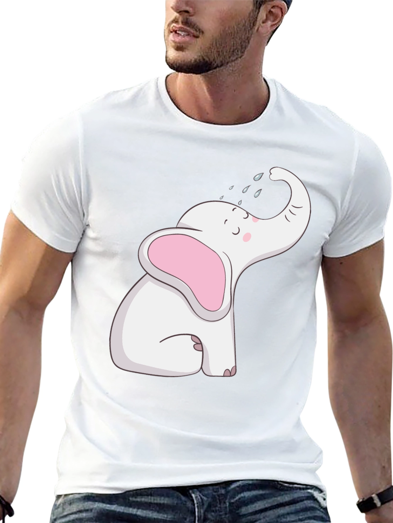Cute Elephant Graphic Tee - Black Unisex Shirt