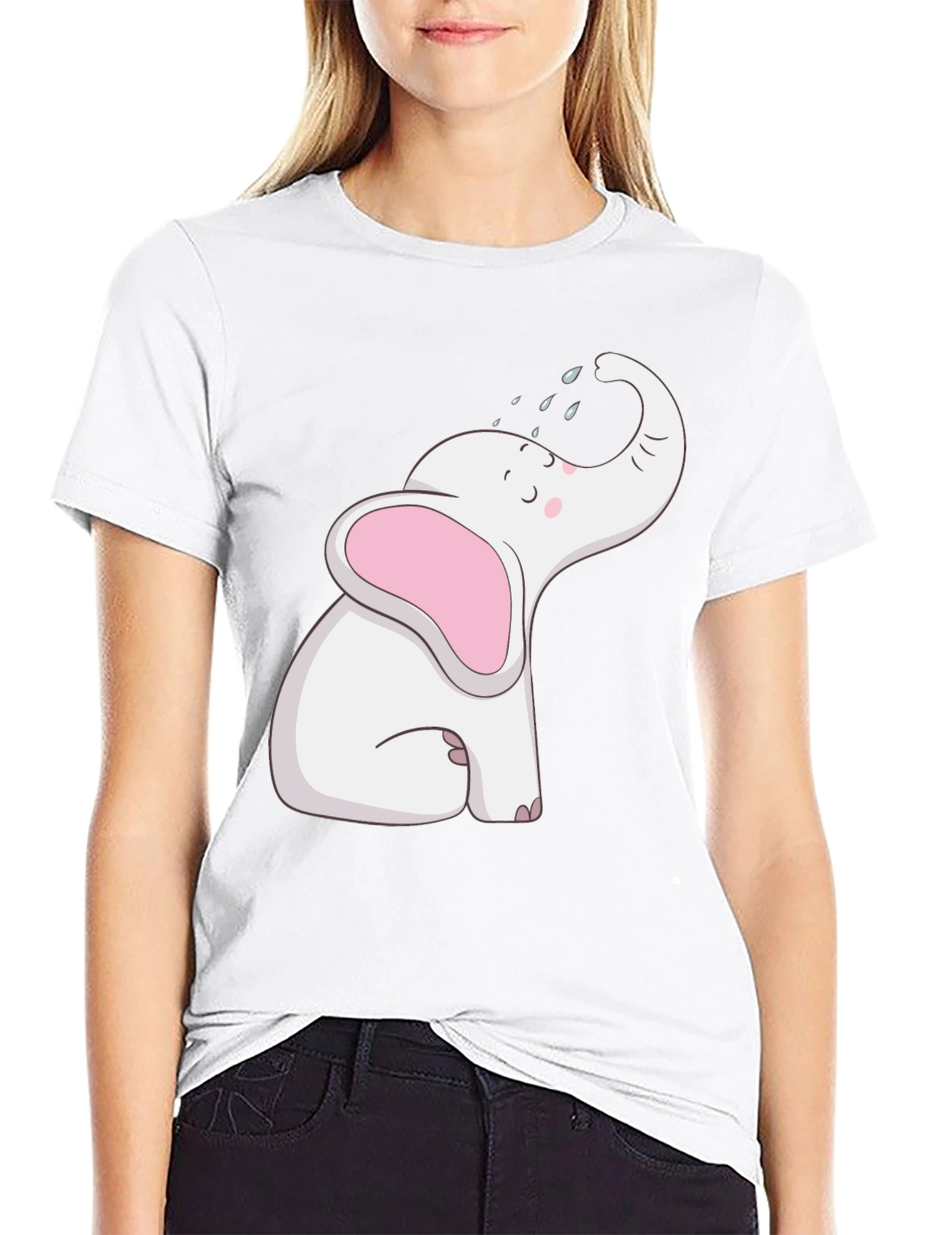 Cute Elephant Graphic Tee - Black Unisex Shirt