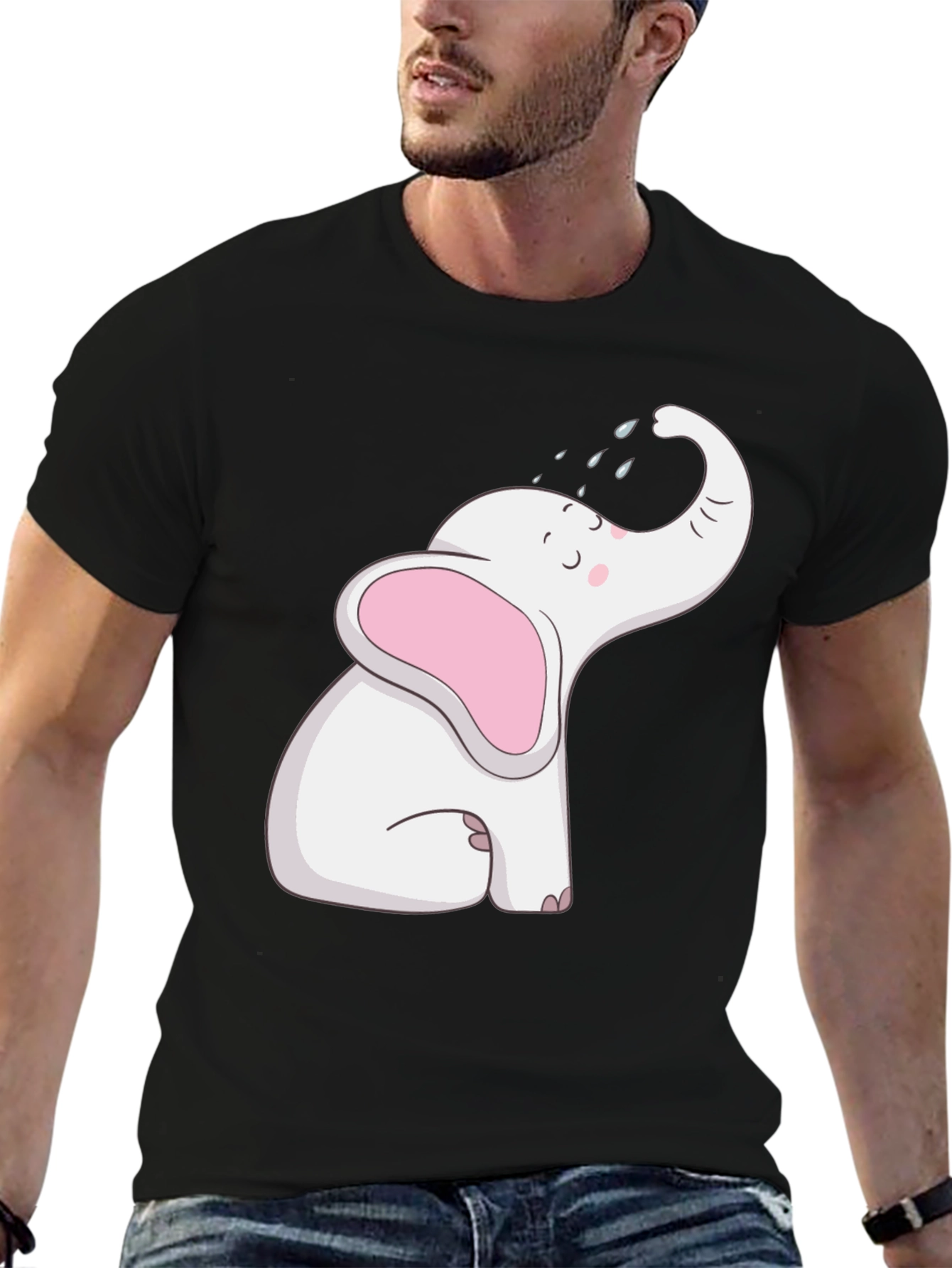 Cute Elephant Graphic Tee - Black Unisex Shirt