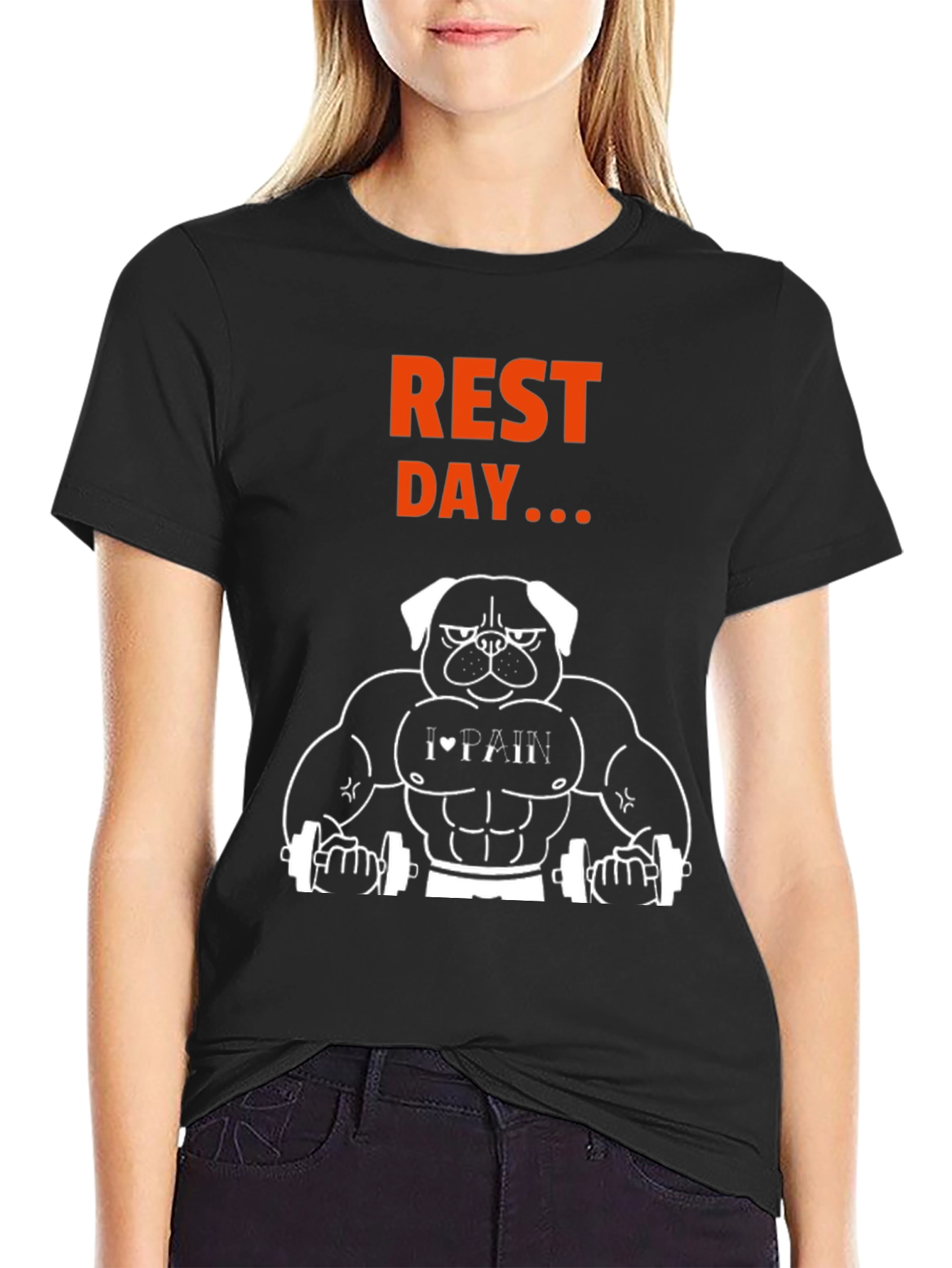 Rest Day Graphic T-Shirt - Bodybuilding Dog Design