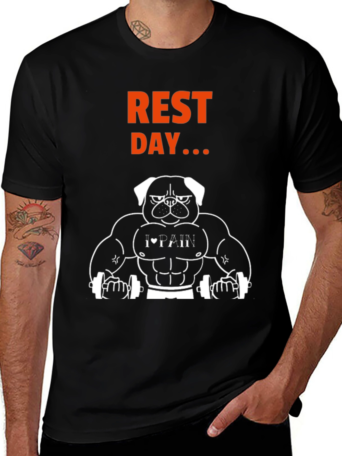Rest Day Graphic T-Shirt - Bodybuilding Dog Design