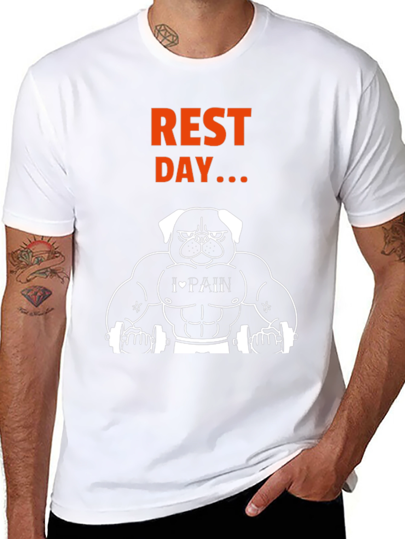 Rest Day Graphic T-Shirt - Bodybuilding Dog Design