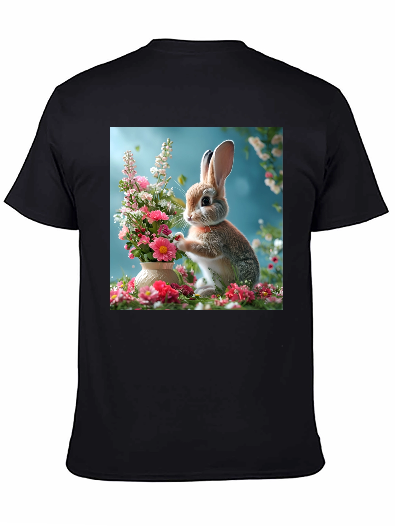 Bunny & Floral Arrangement Graphic Tee