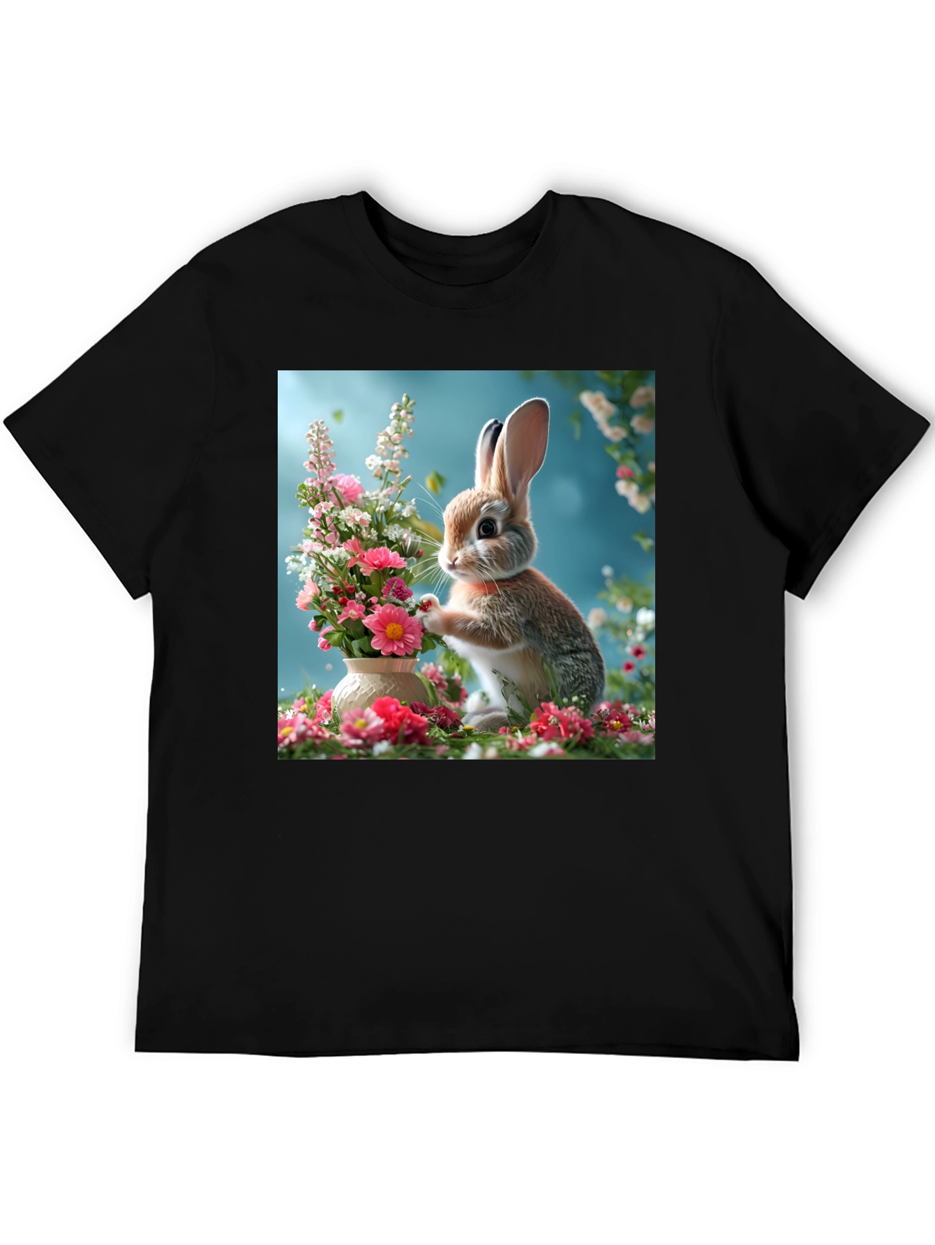 Bunny & Floral Arrangement Graphic Tee