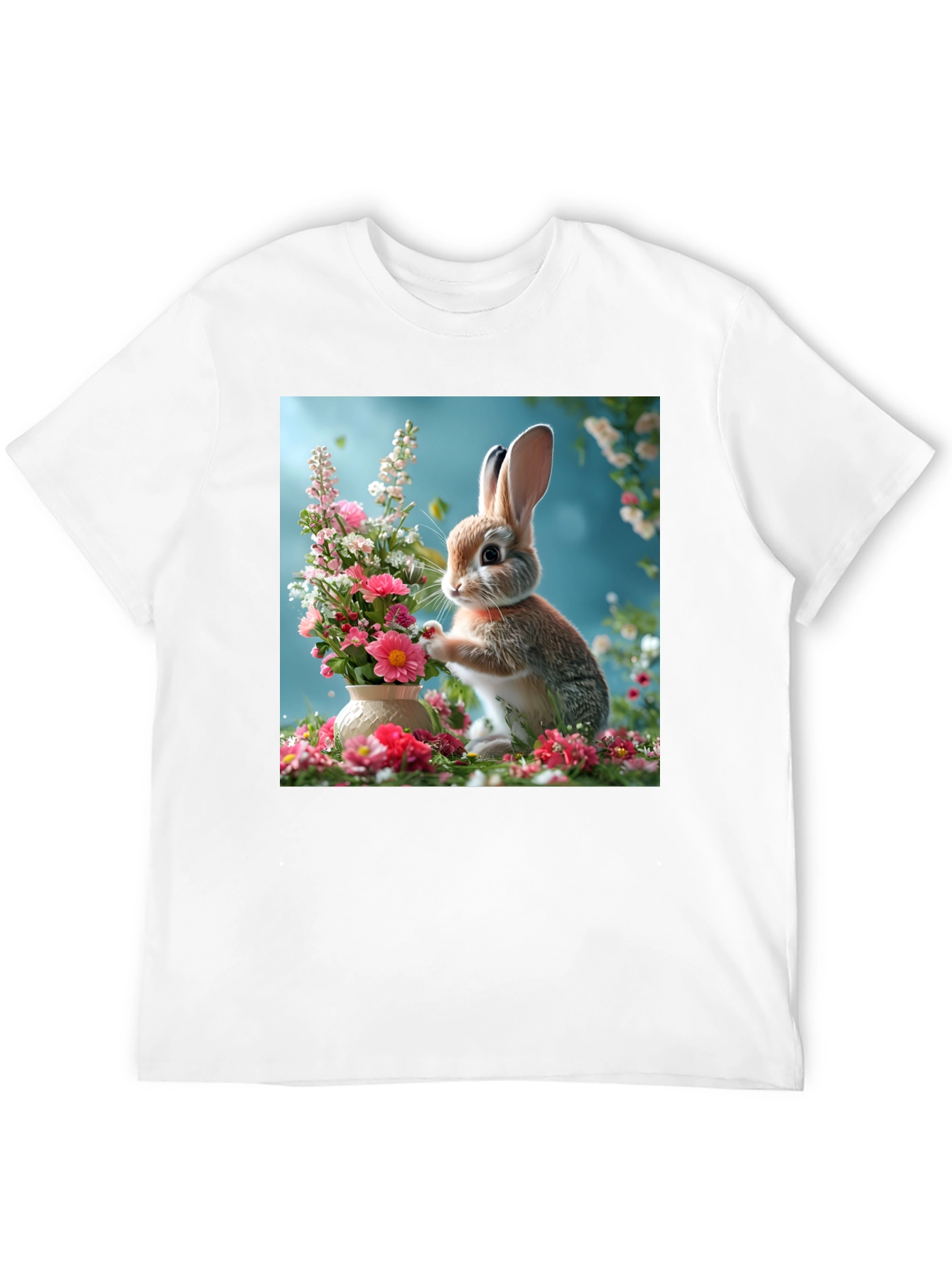 Bunny & Floral Arrangement Graphic Tee