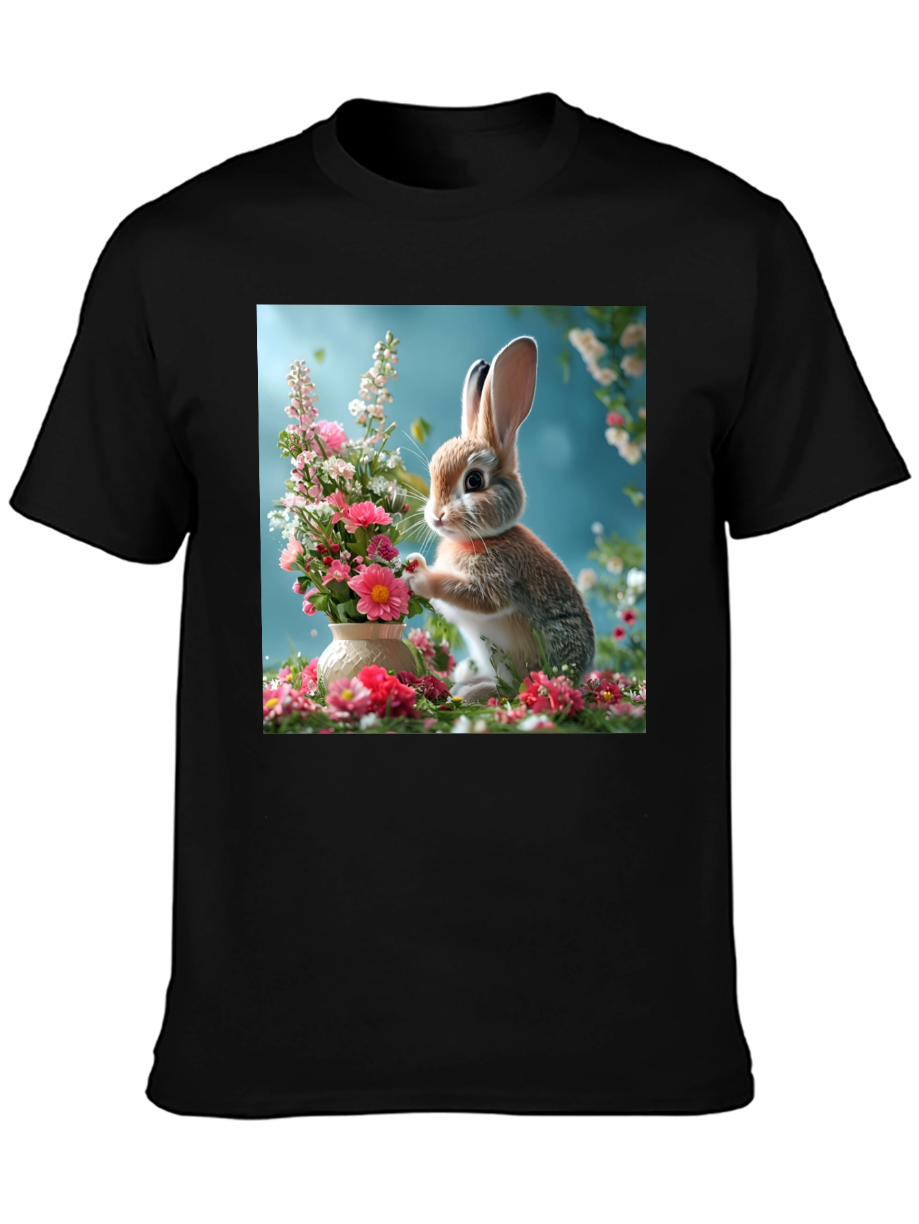 Bunny & Floral Arrangement Graphic Tee
